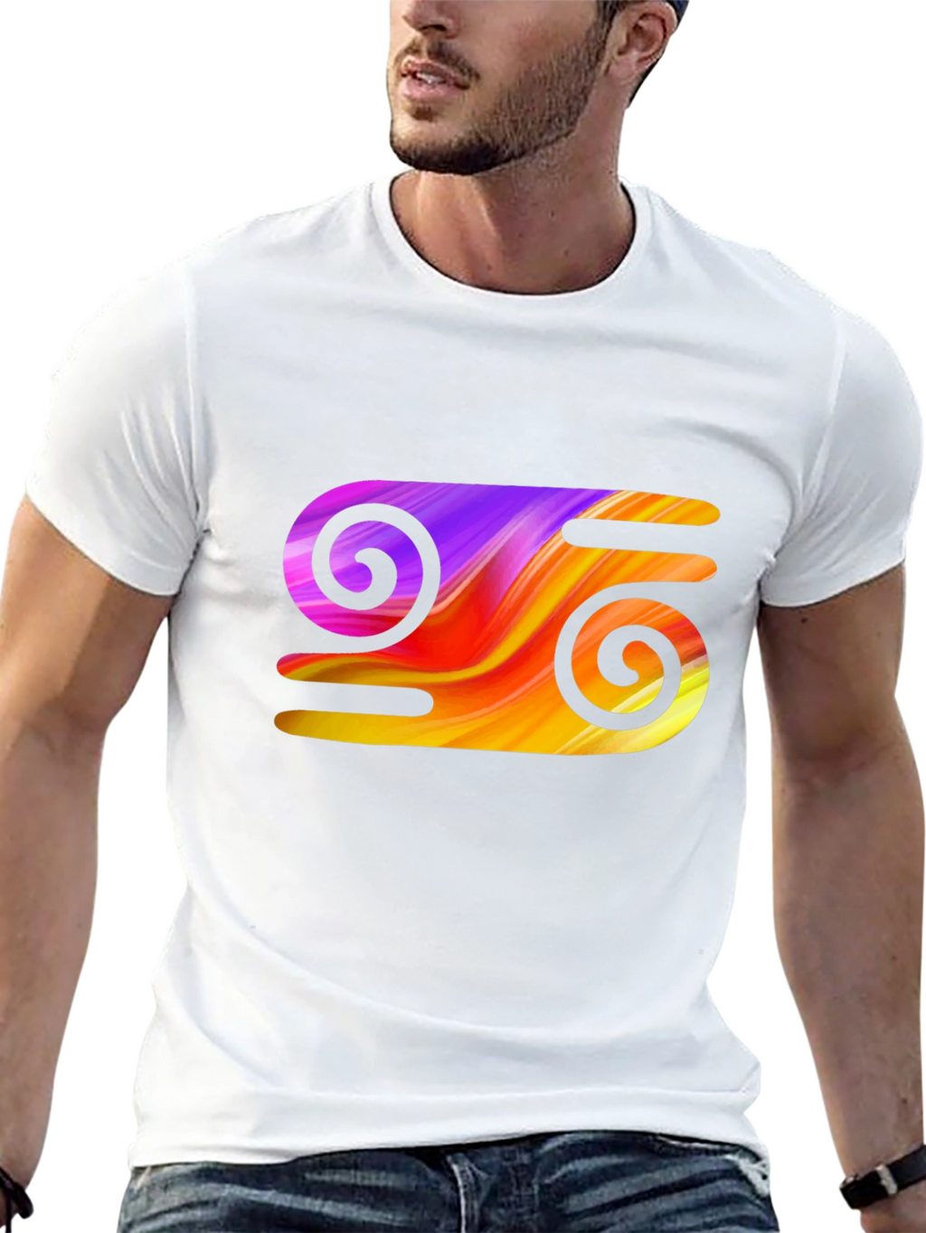Abstract Swirl Graphic Tee - Stylish Black T-Shirt