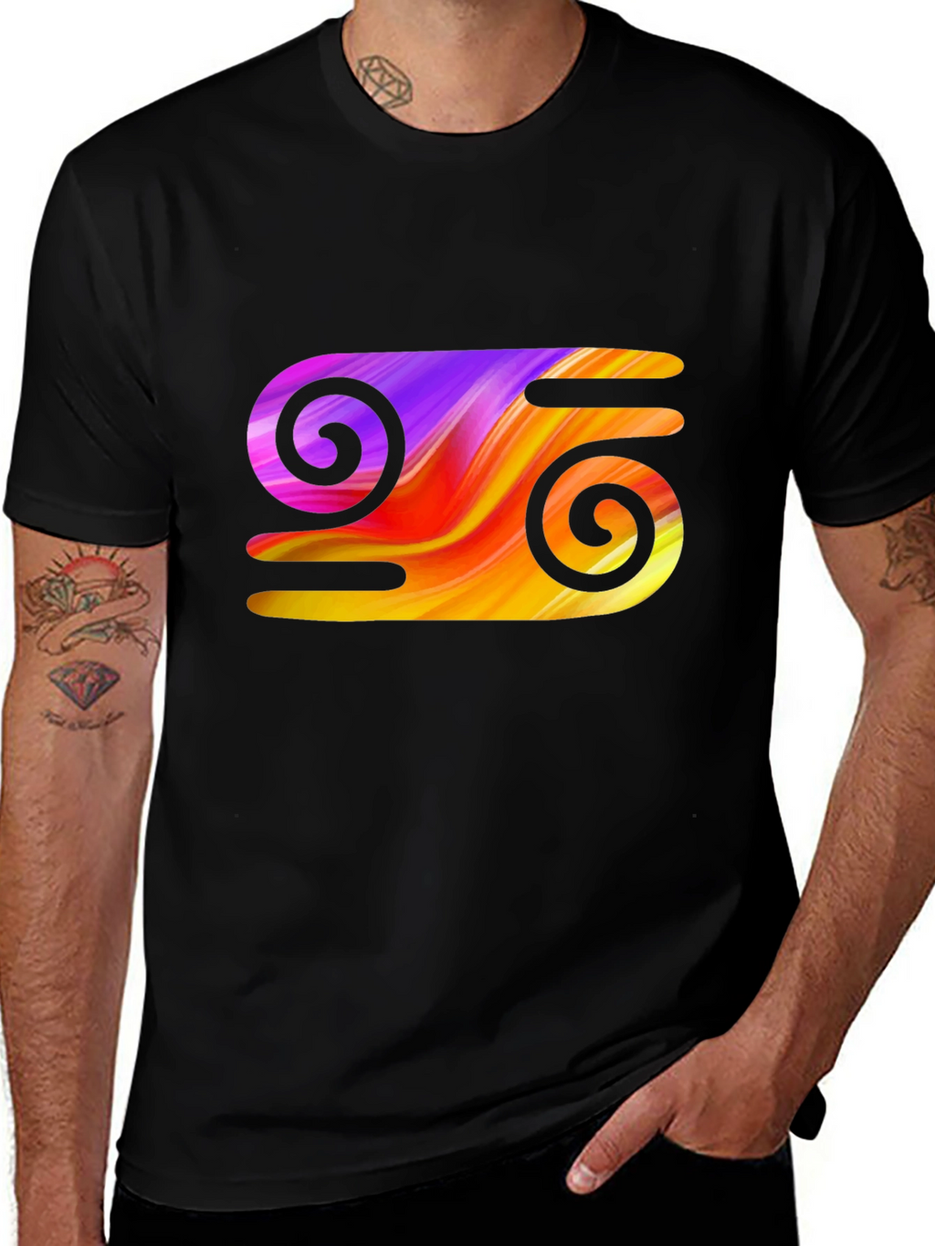 Abstract Swirl Graphic Tee - Stylish Black T-Shirt