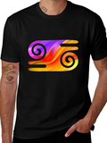 Abstract Swirl Graphic Tee - Stylish Black T-Shirt