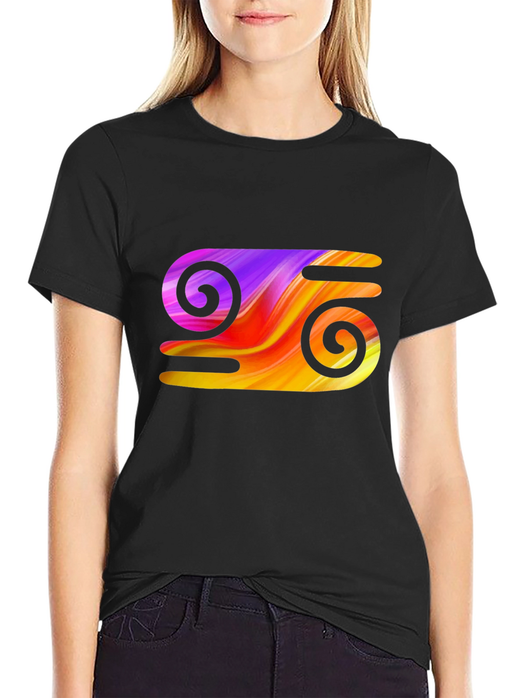 Abstract Swirl Graphic Tee - Stylish Black T-Shirt