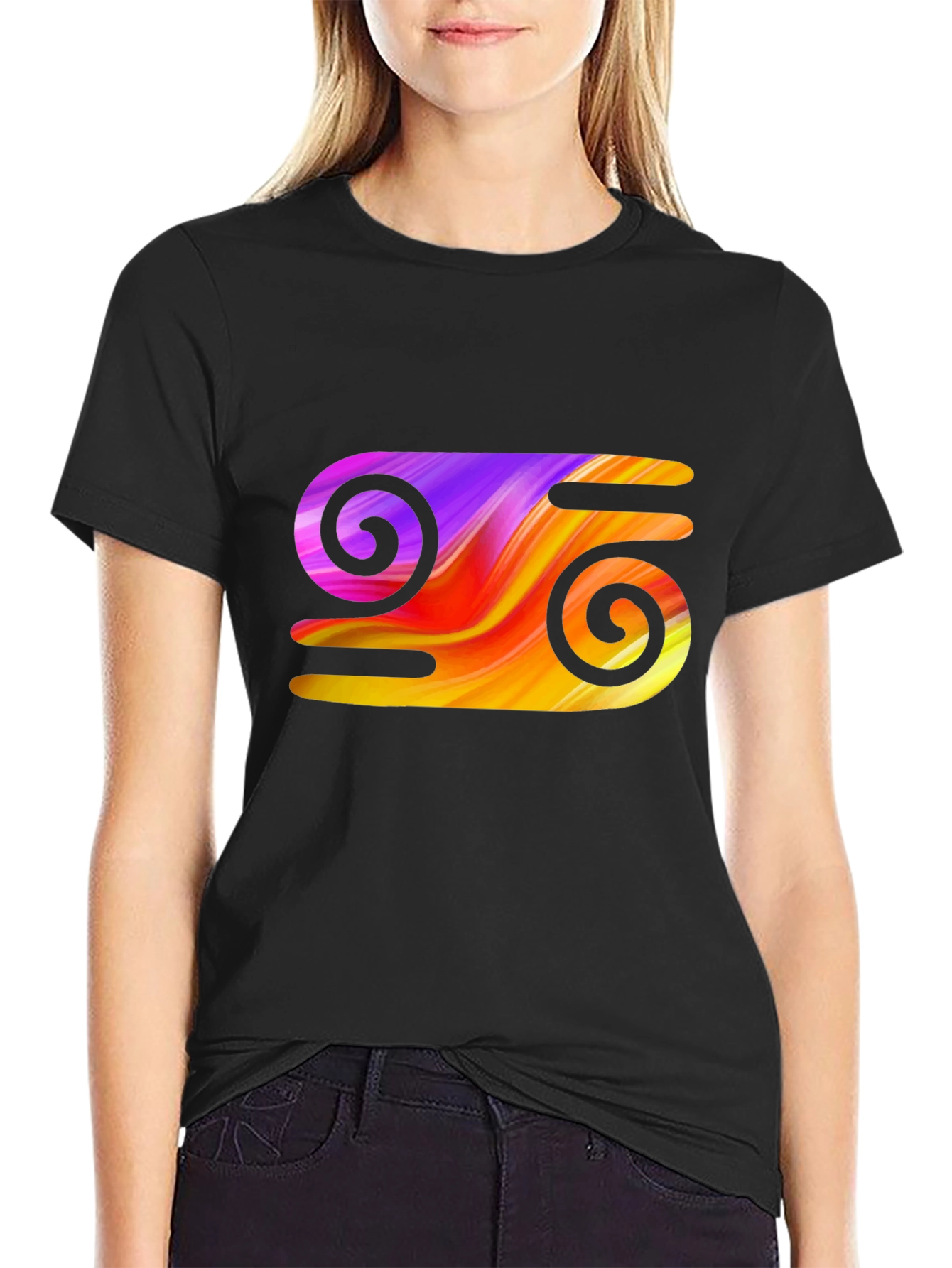 Abstract Swirl Graphic Tee - Stylish Black T-Shirt