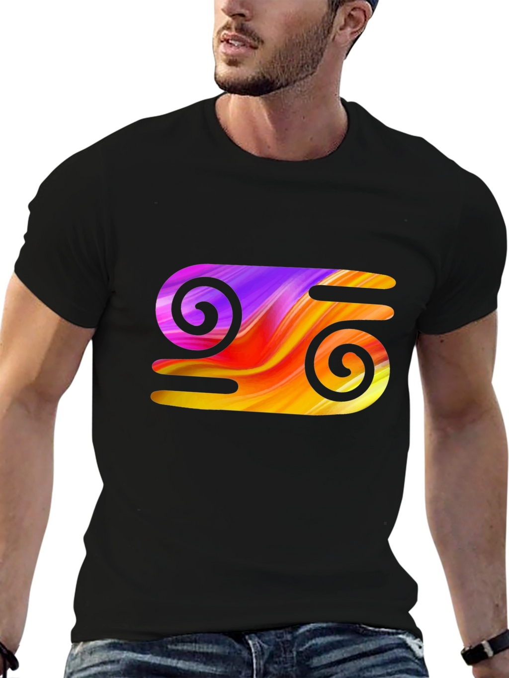 Abstract Swirl Graphic Tee - Stylish Black T-Shirt
