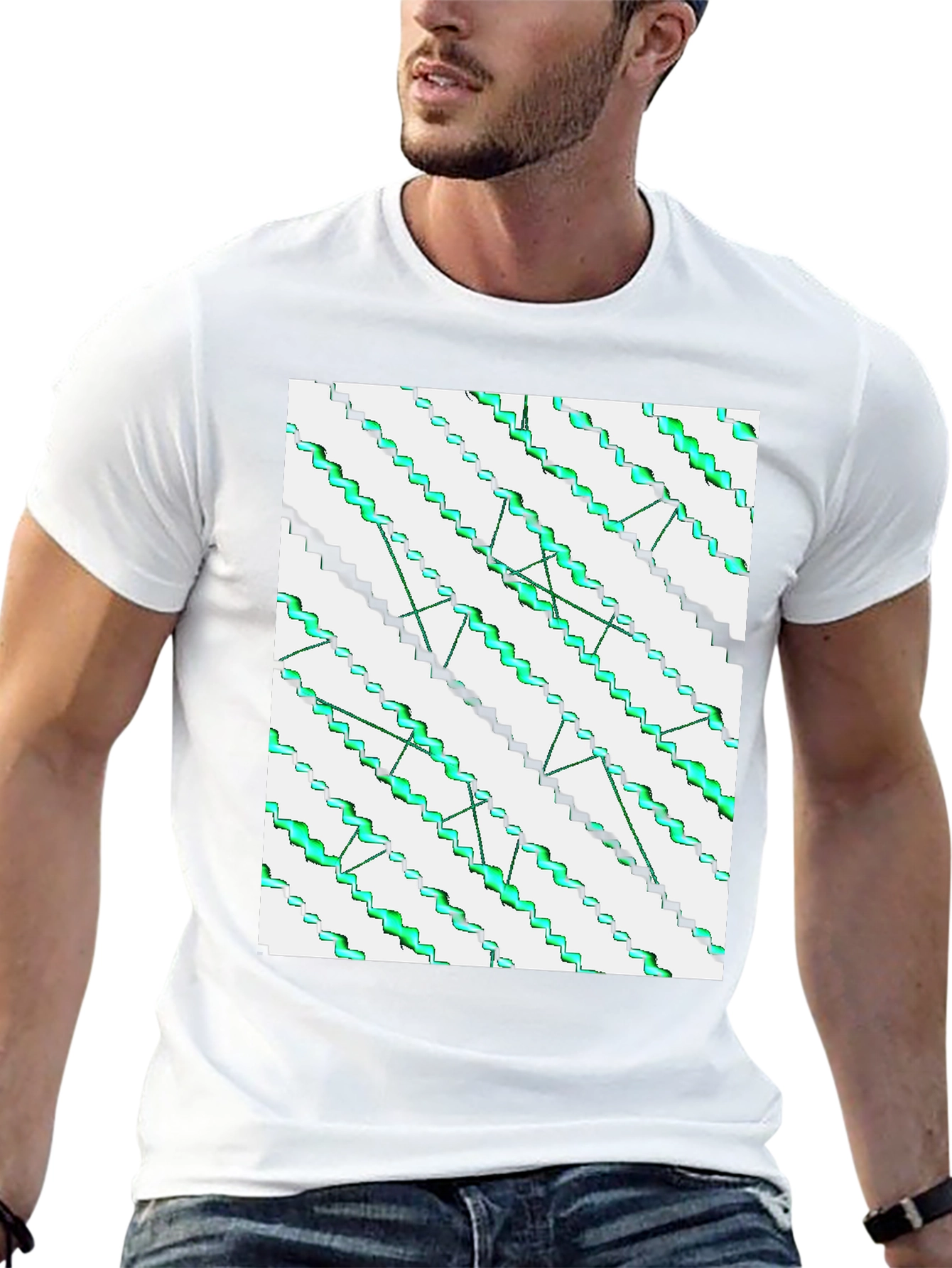 Abstract Zigzag Pattern Black T-Shirt