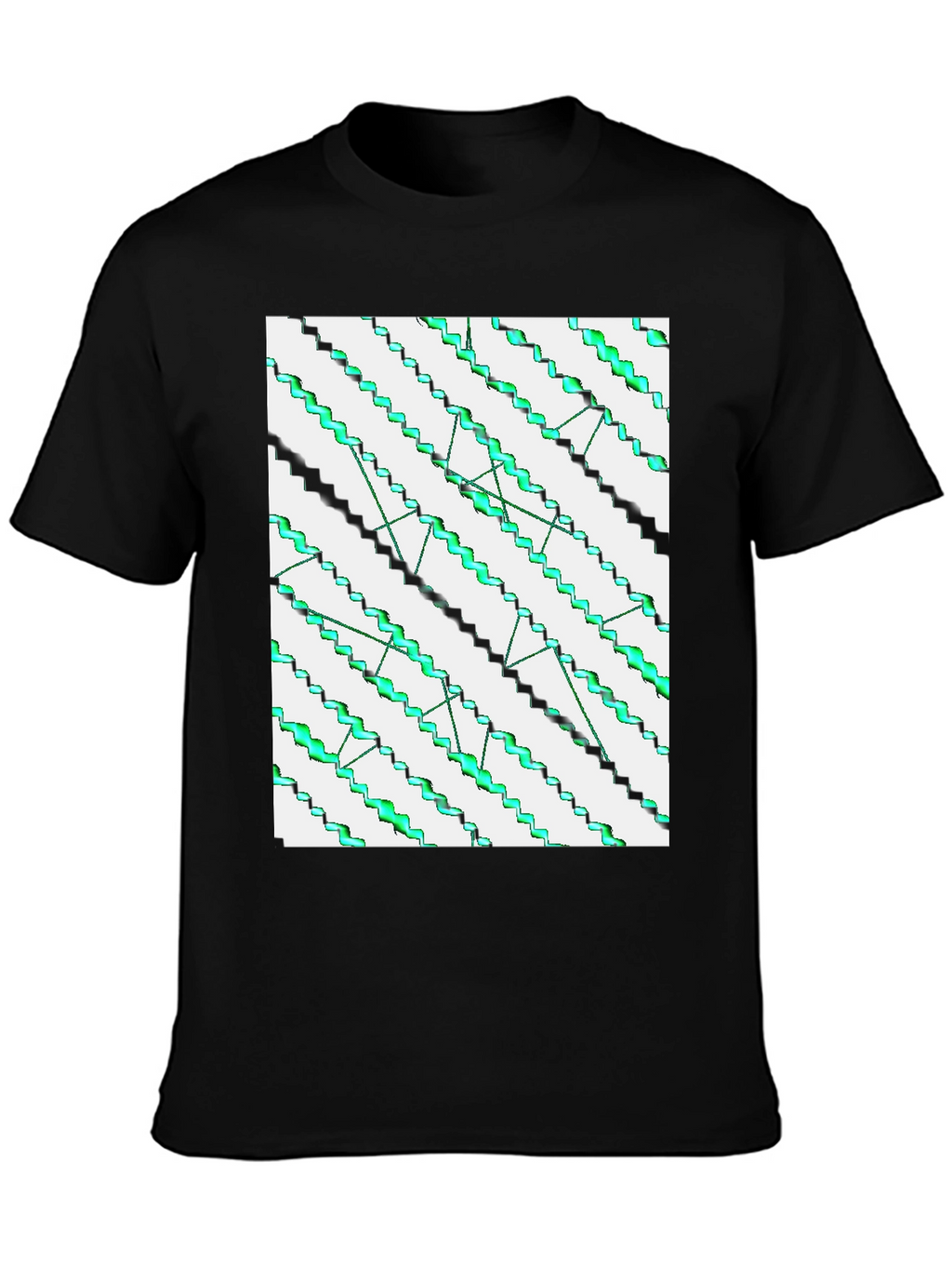 Abstract Zigzag Pattern Black T-Shirt