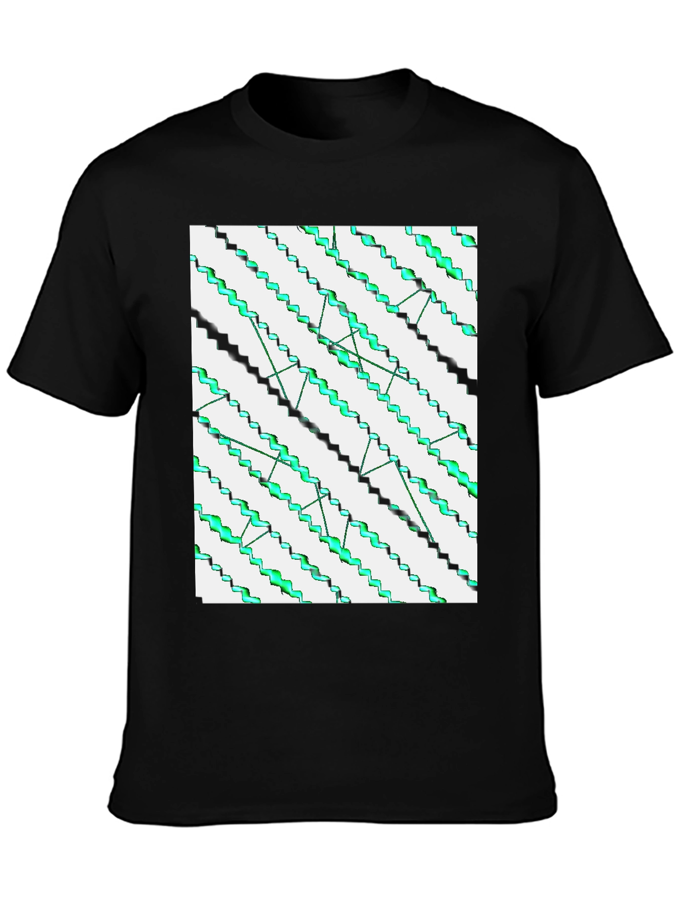 Abstract Zigzag Pattern Black T-Shirt