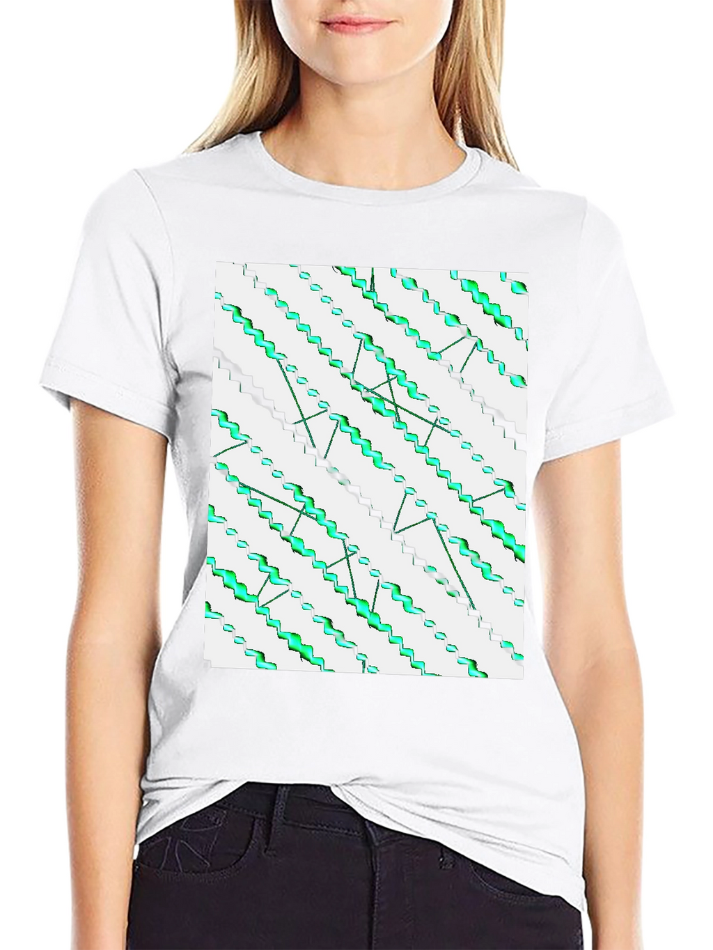 Abstract Zigzag Pattern Black T-Shirt