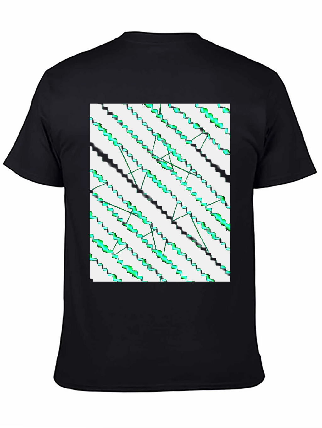 Abstract Zigzag Pattern Black T-Shirt