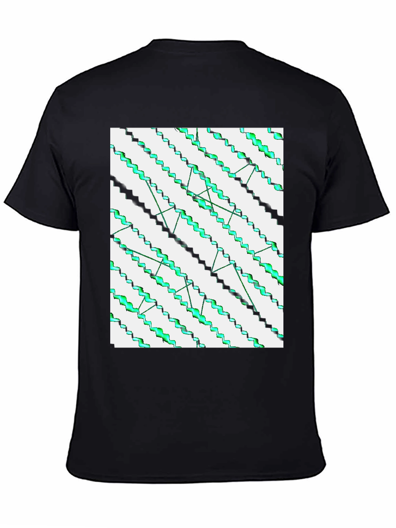 Abstract Zigzag Pattern Black T-Shirt