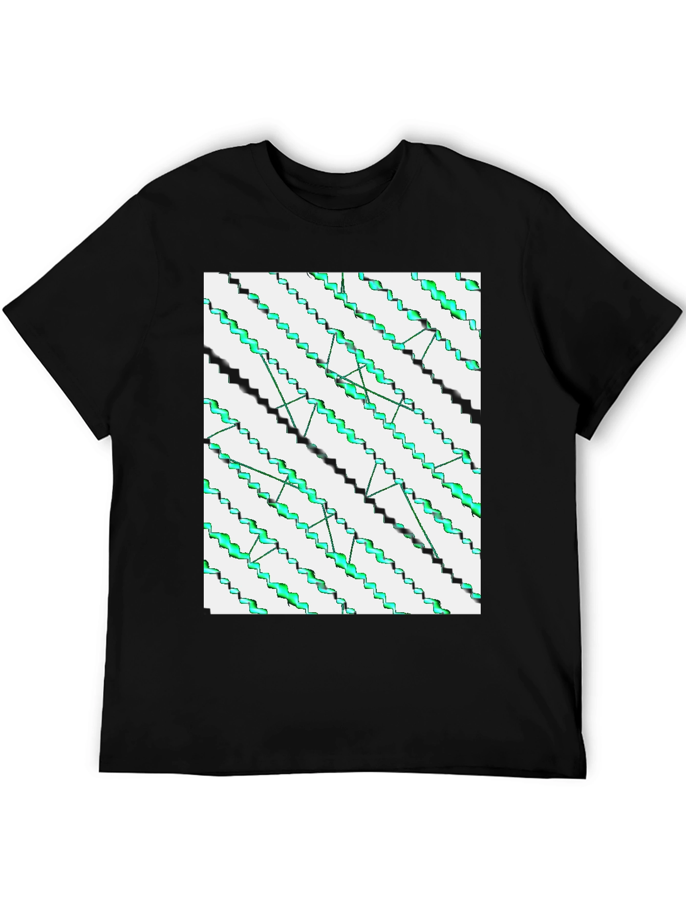 Abstract Zigzag Pattern Black T-Shirt