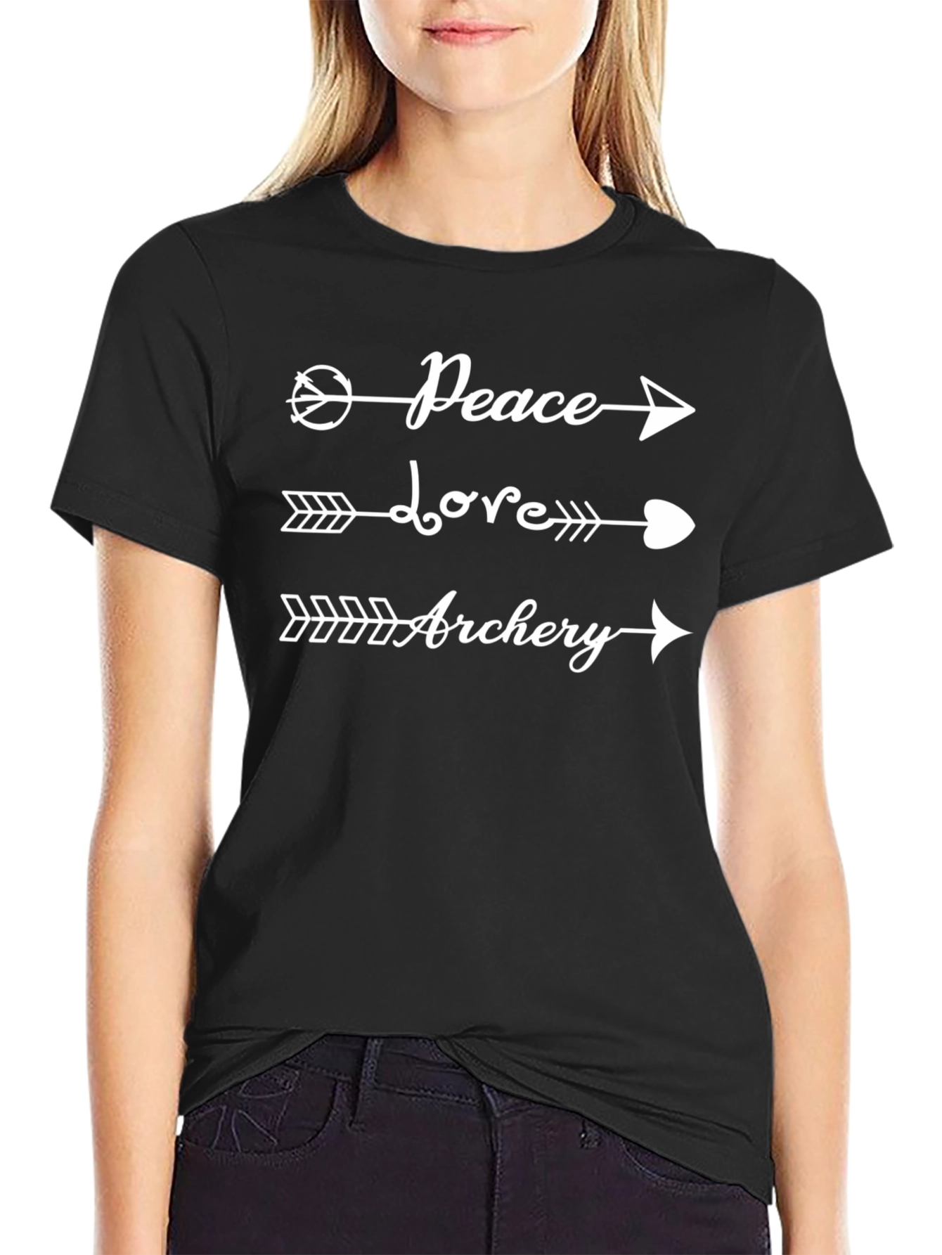 Peace Love Archery Graphic Tee - Black Casual T-Shirt
