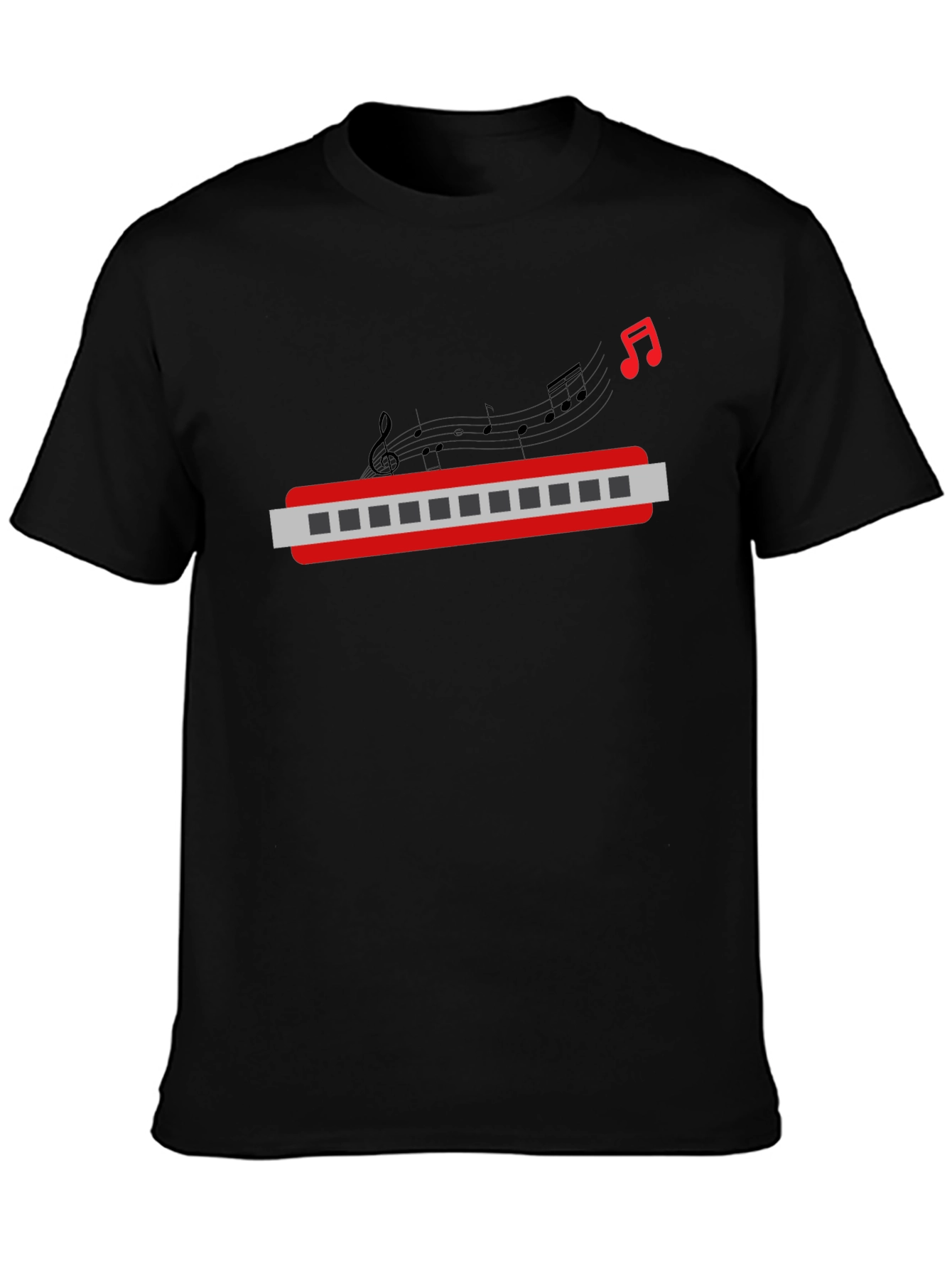 Musical Harmonica Graphic Tee - Black