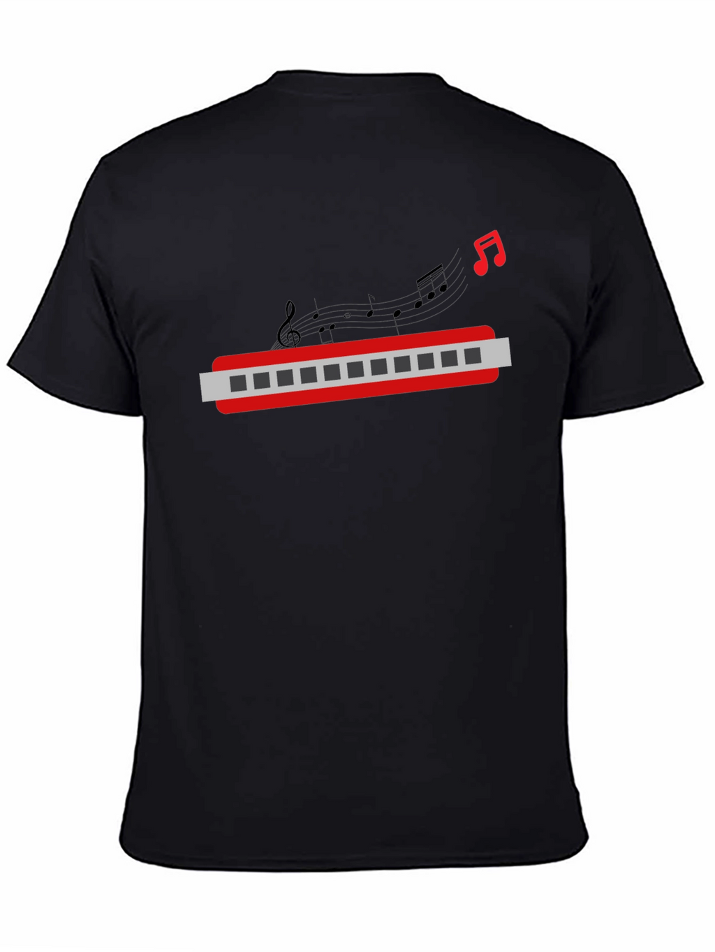 Musical Harmonica Graphic Tee - Black