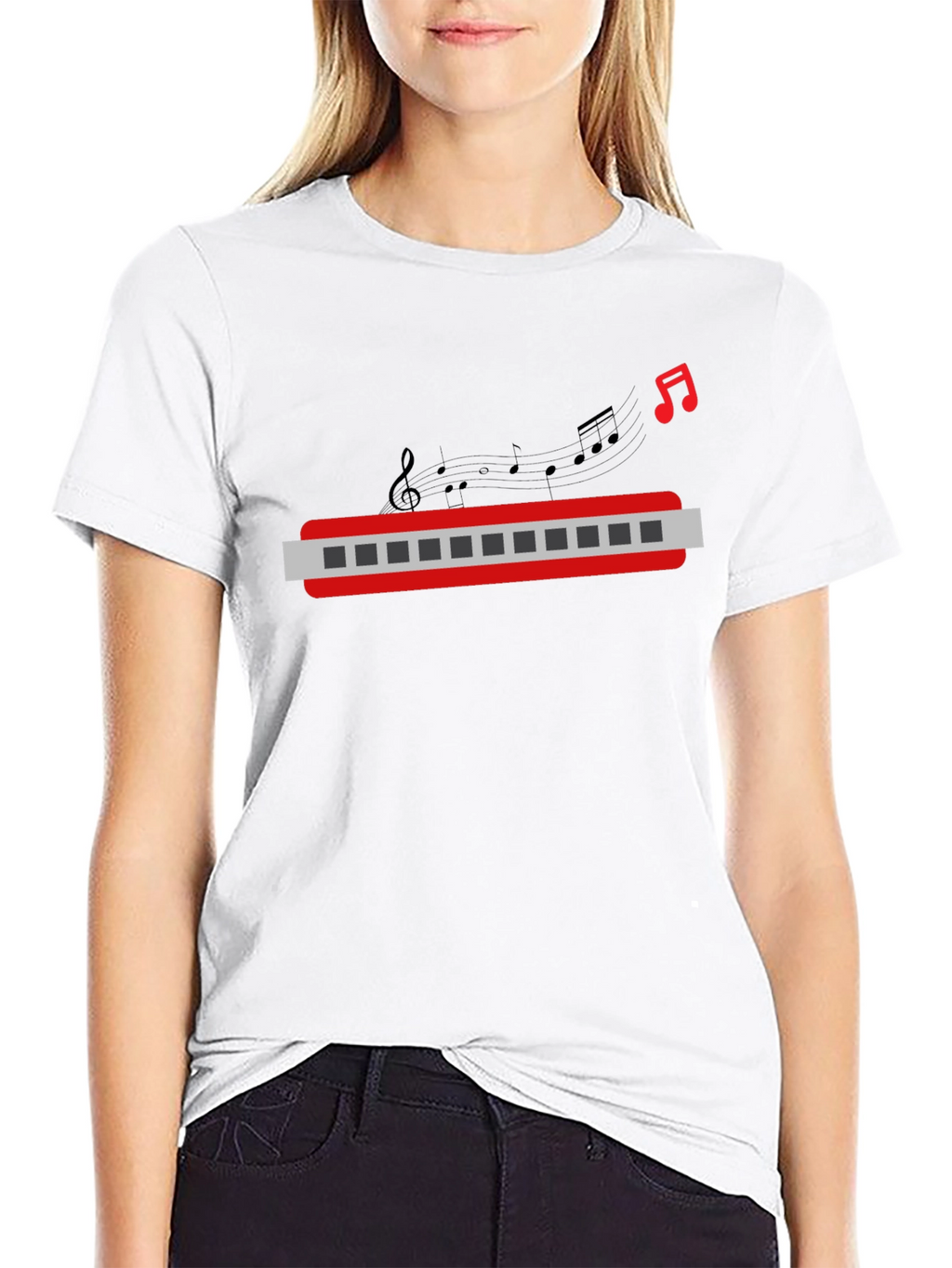 Musical Harmonica Graphic Tee - Black