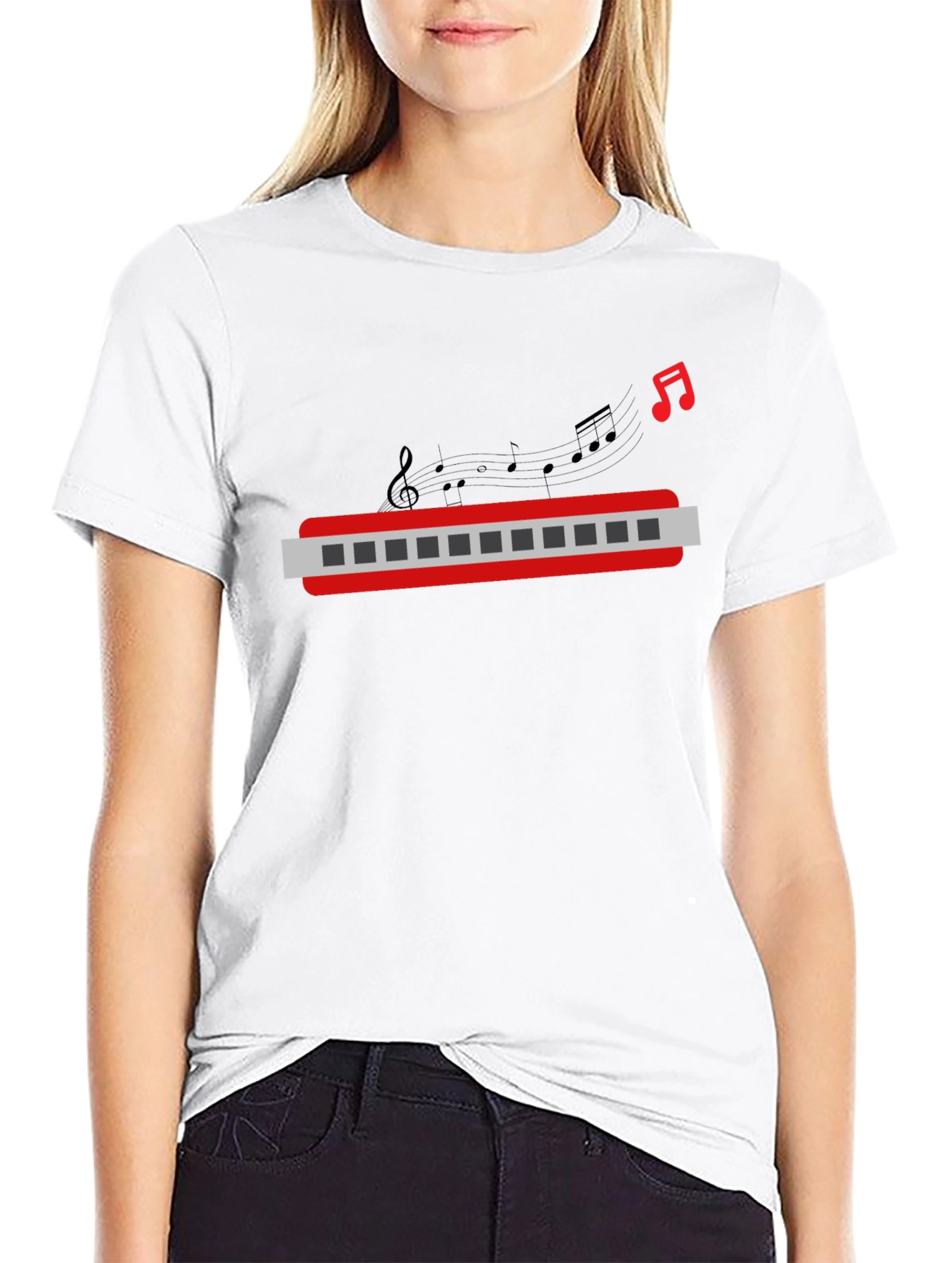 Musical Harmonica Graphic Tee - Black