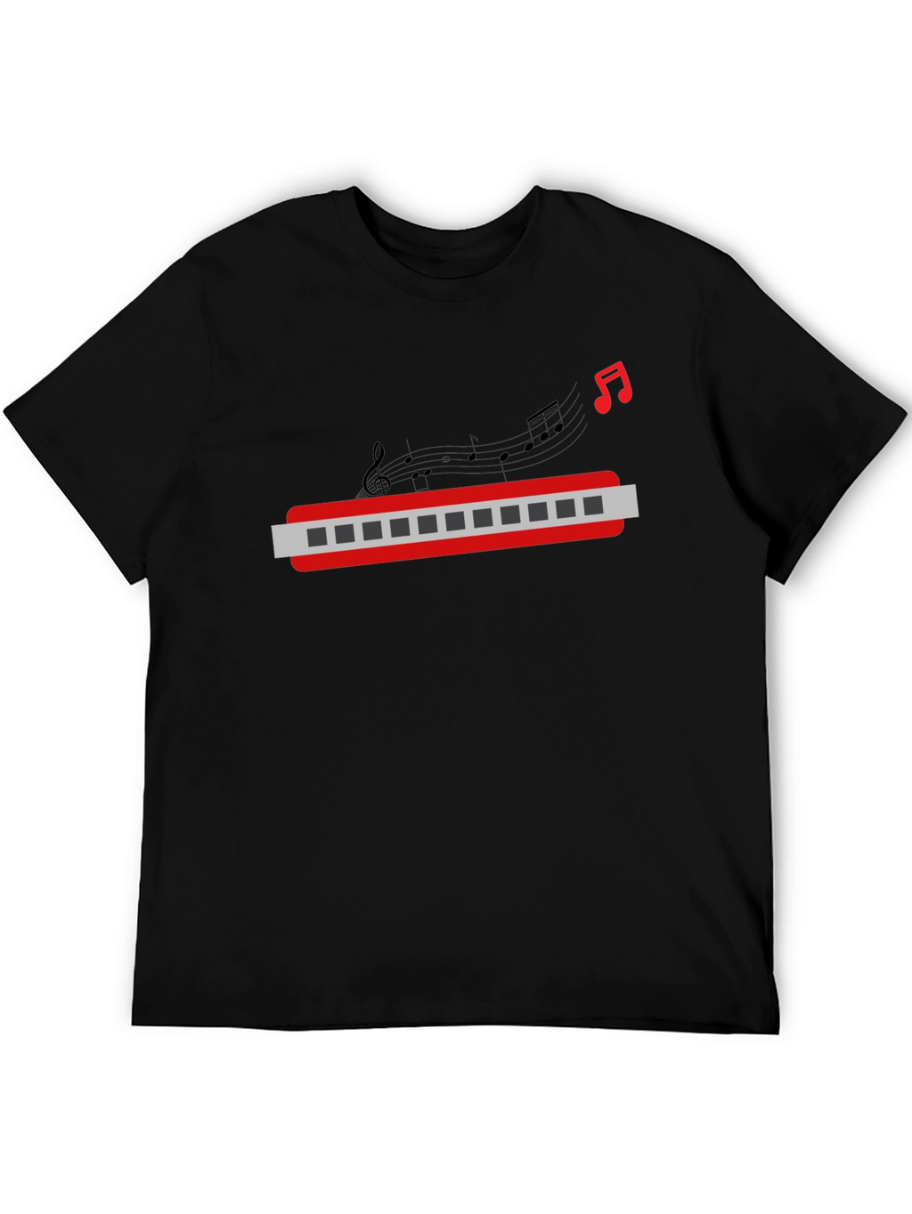 Musical Harmonica Graphic Tee - Black