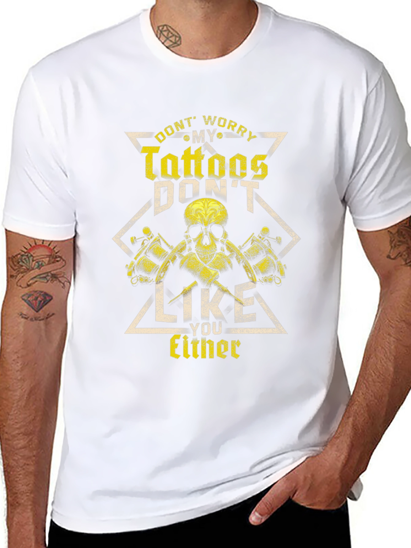 Tattoo Lover T-Shirt - Skull & Tattoo Gun Design