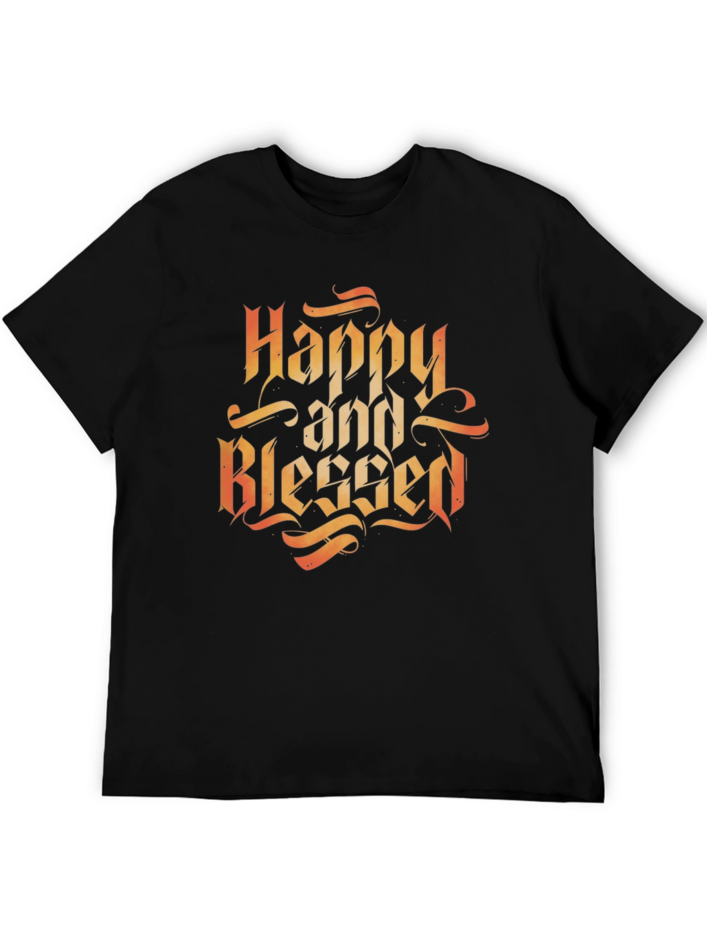 Happy and Blessed Black Graphic Tee Shirt