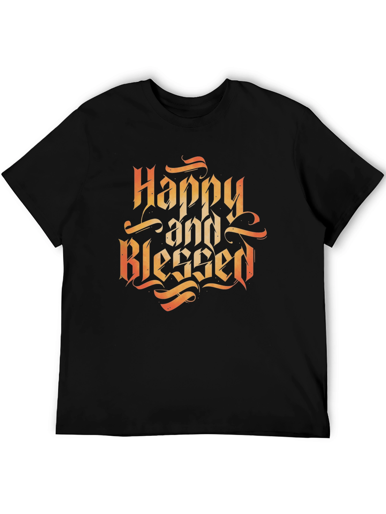 Happy and Blessed Black Graphic Tee Shirt