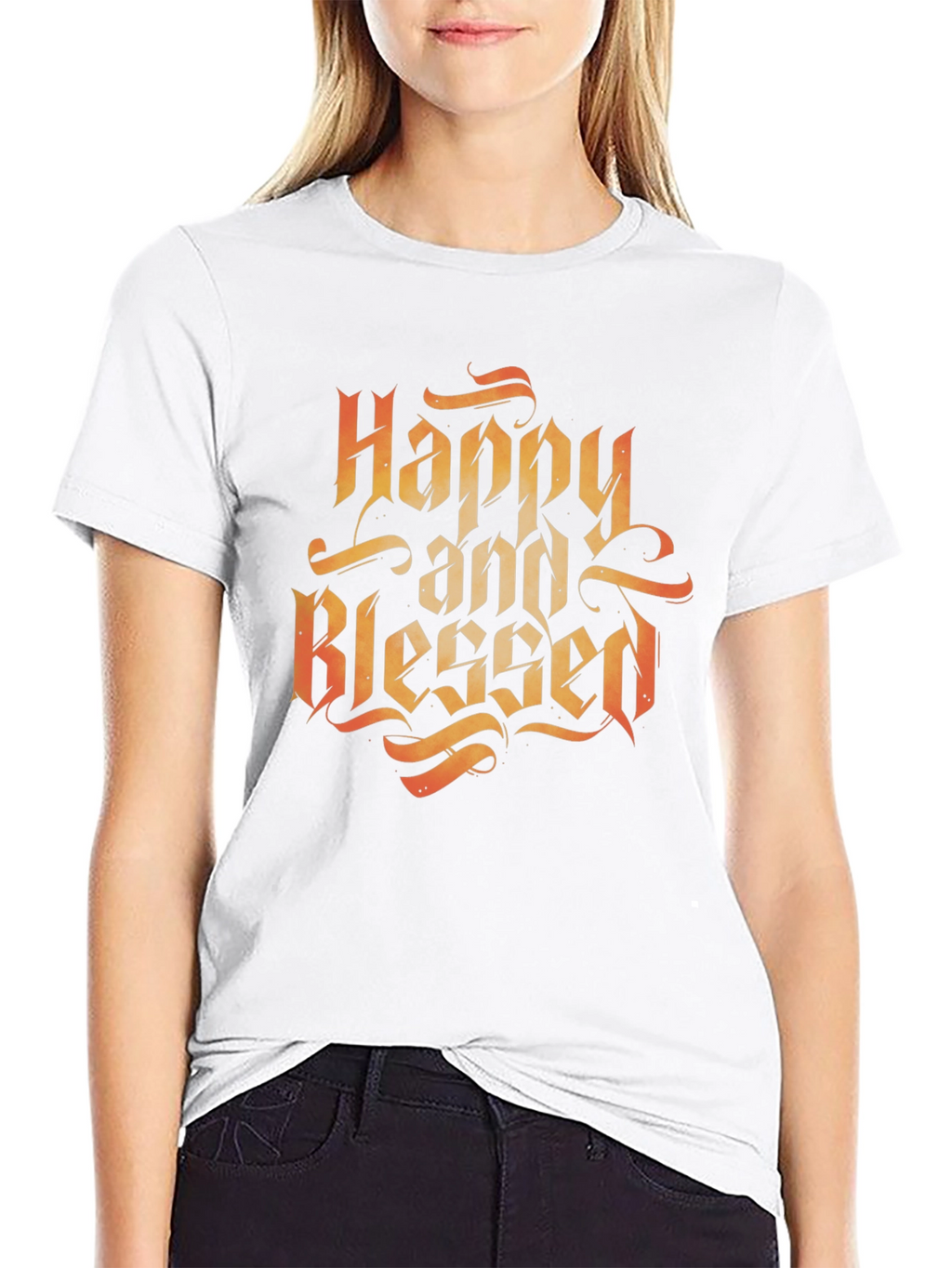 Happy and Blessed Black Graphic Tee Shirt