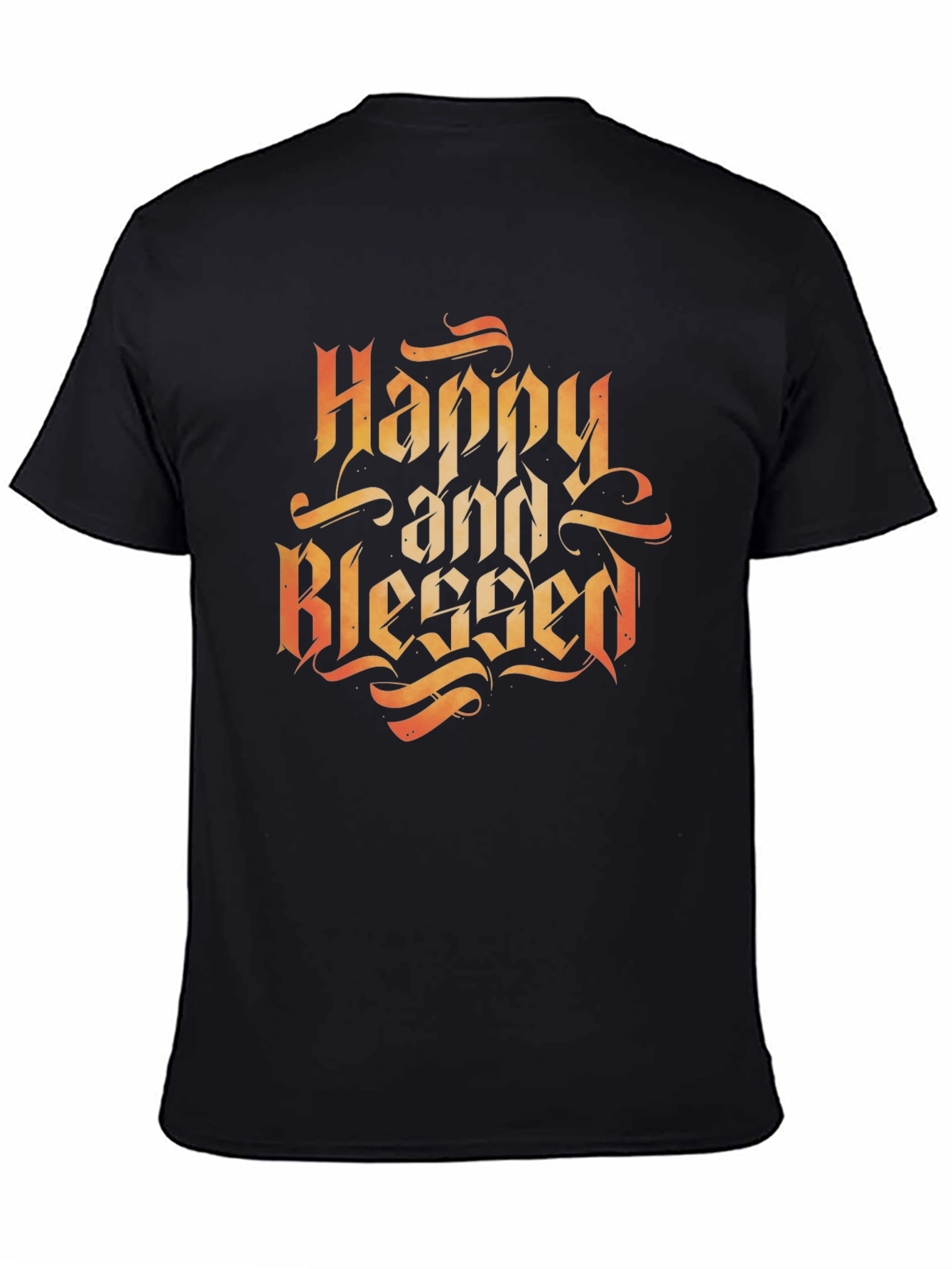 Happy and Blessed Black Graphic Tee Shirt