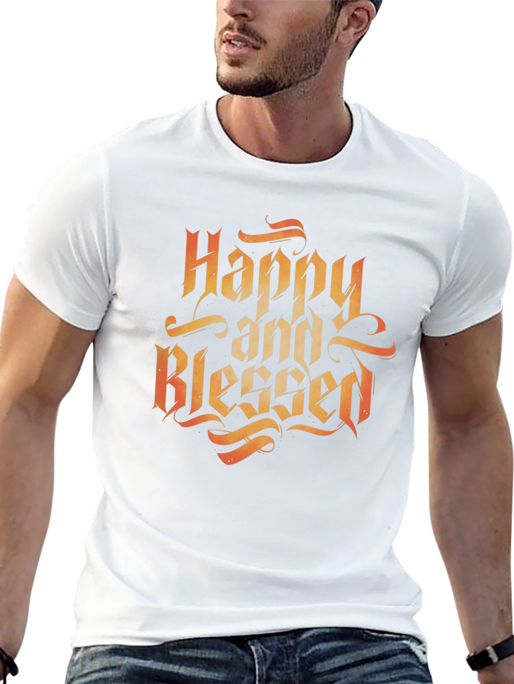 Happy and Blessed Black Graphic Tee Shirt
