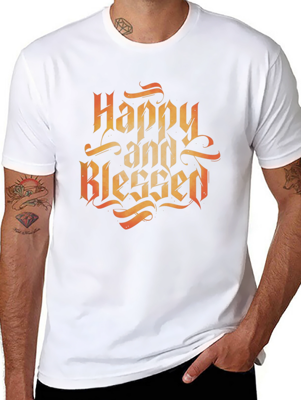 Happy and Blessed Black Graphic Tee Shirt