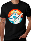 Cool Gorilla Guitarist Retro Sunset T-Shirt