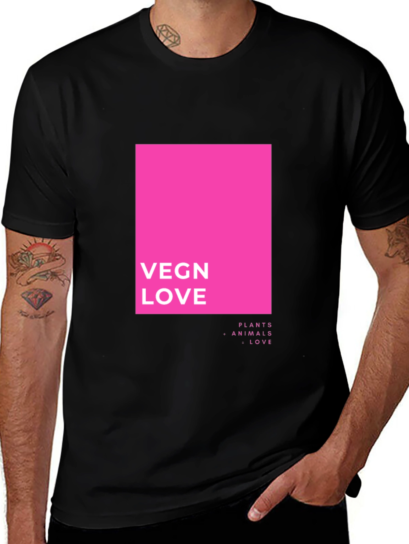 Vegan Love T-Shirt - Plants Animals Love Graphic Tee