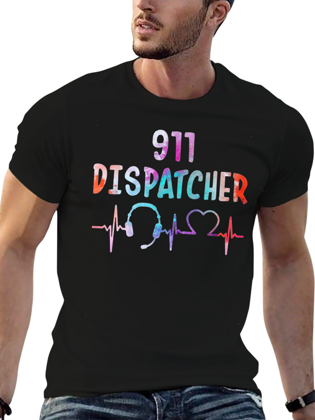 911 Dispatcher Heartbeat Graphic T-Shirt
