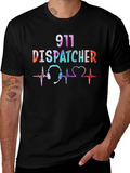 911 Dispatcher Heartbeat Graphic T-Shirt