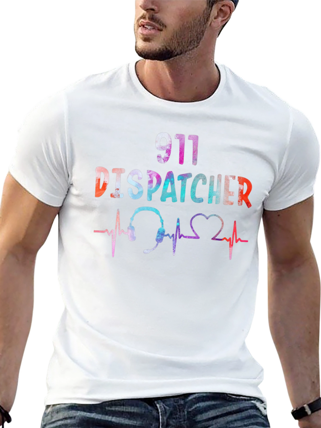 911 Dispatcher Heartbeat Graphic T-Shirt