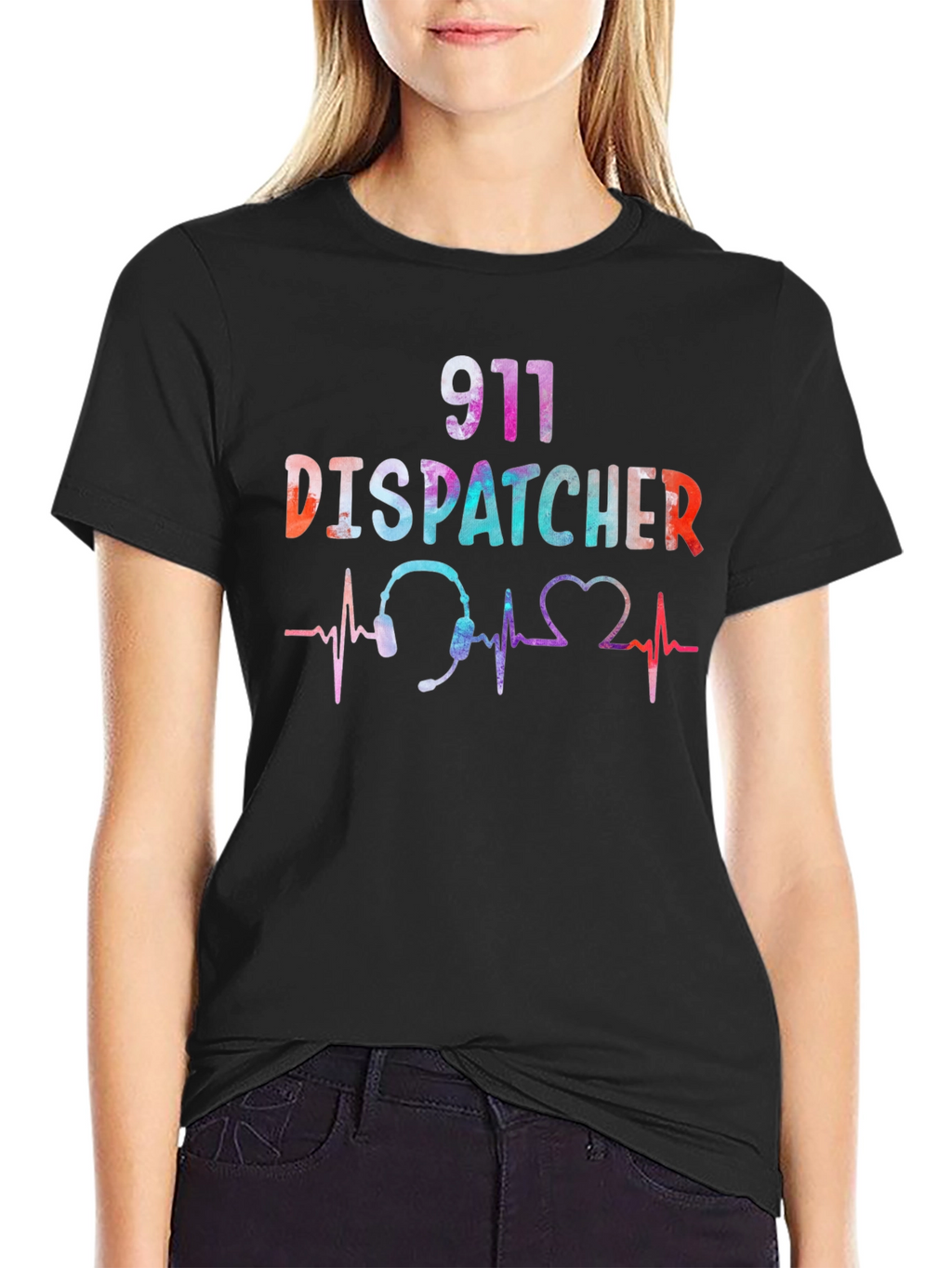 911 Dispatcher Heartbeat Graphic T-Shirt