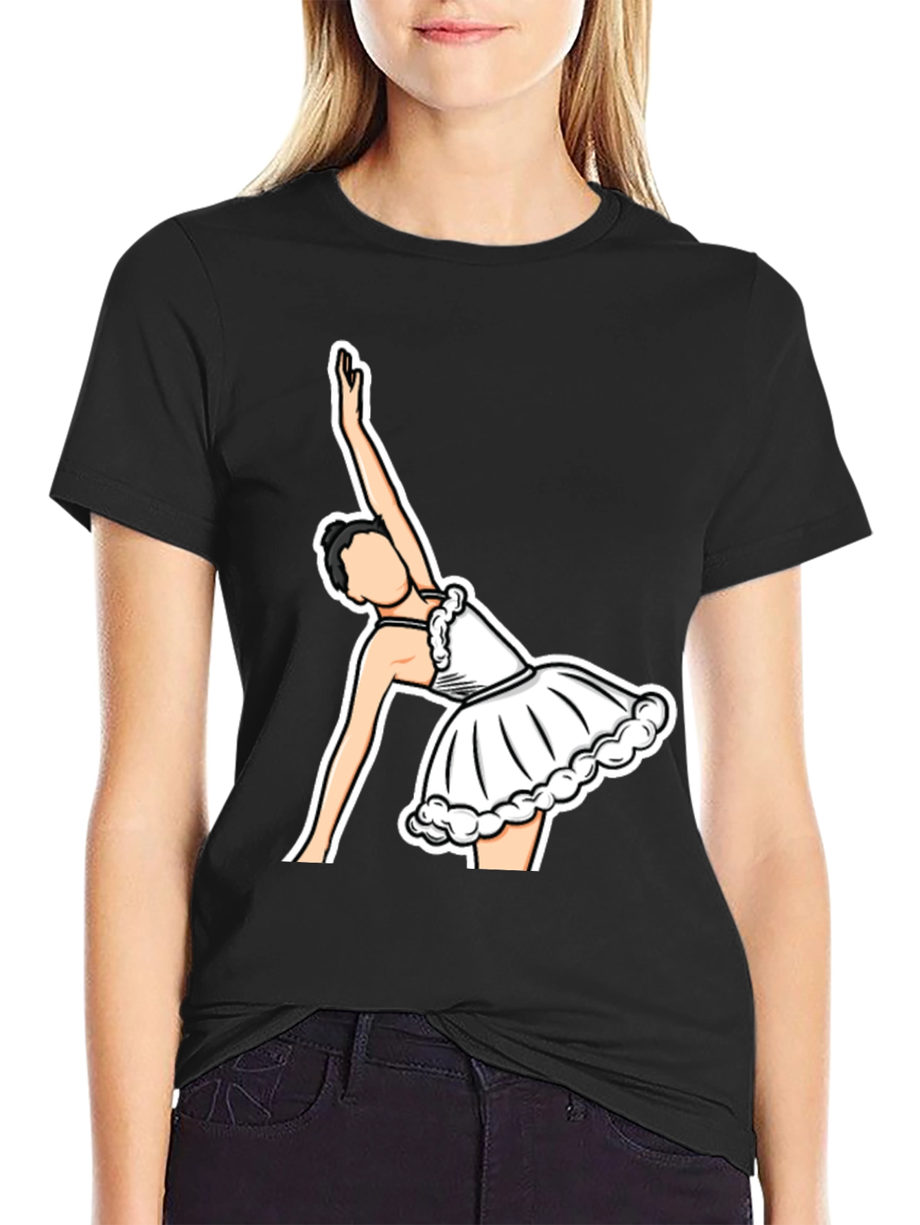Ballerina Graphic T-Shirt - Black Cotton Tee