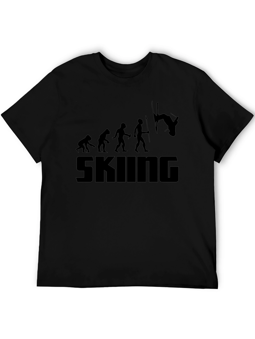 Skiing Evolution Black T-Shirt