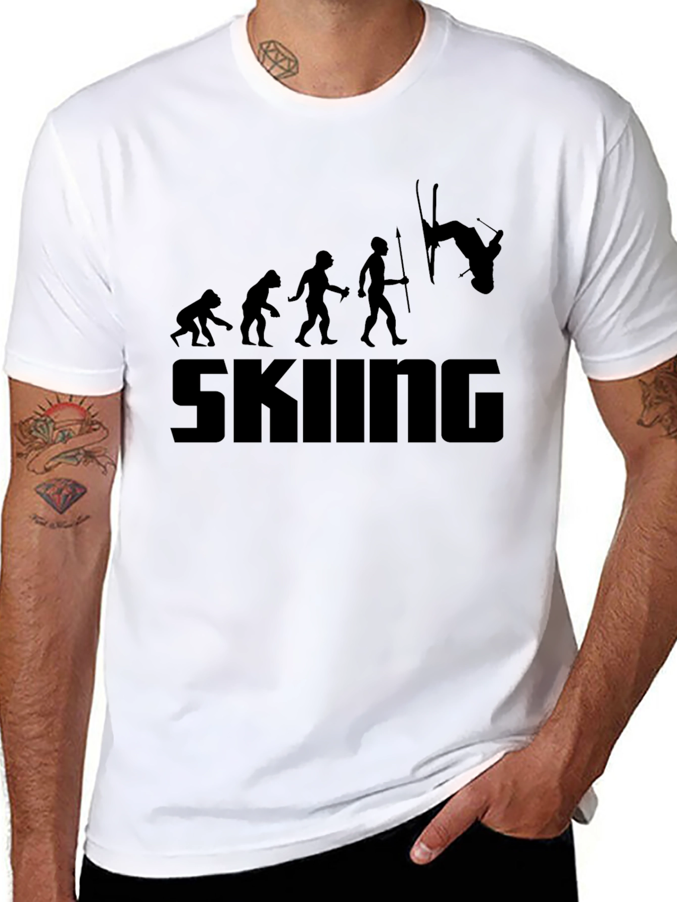 Skiing Evolution Black T-Shirt