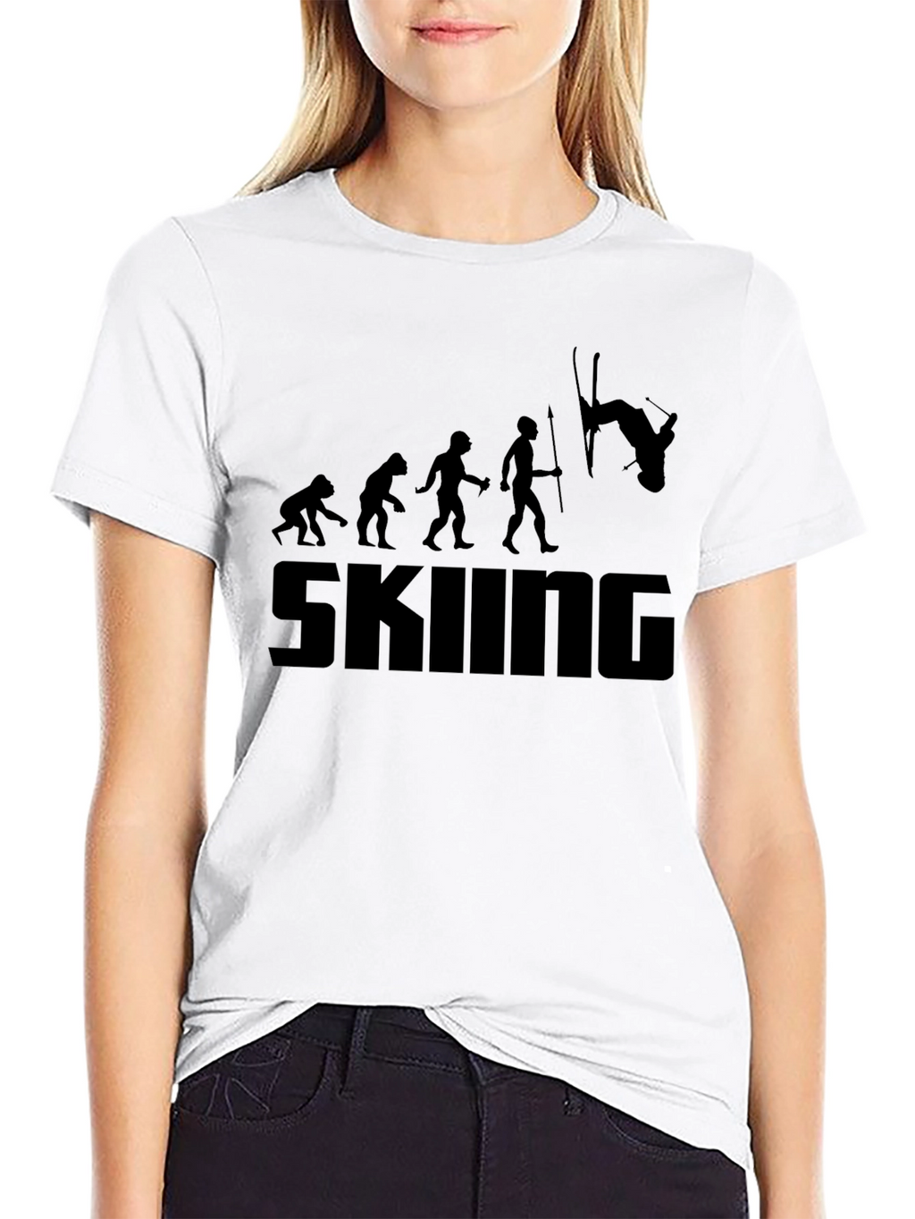 Skiing Evolution Black T-Shirt