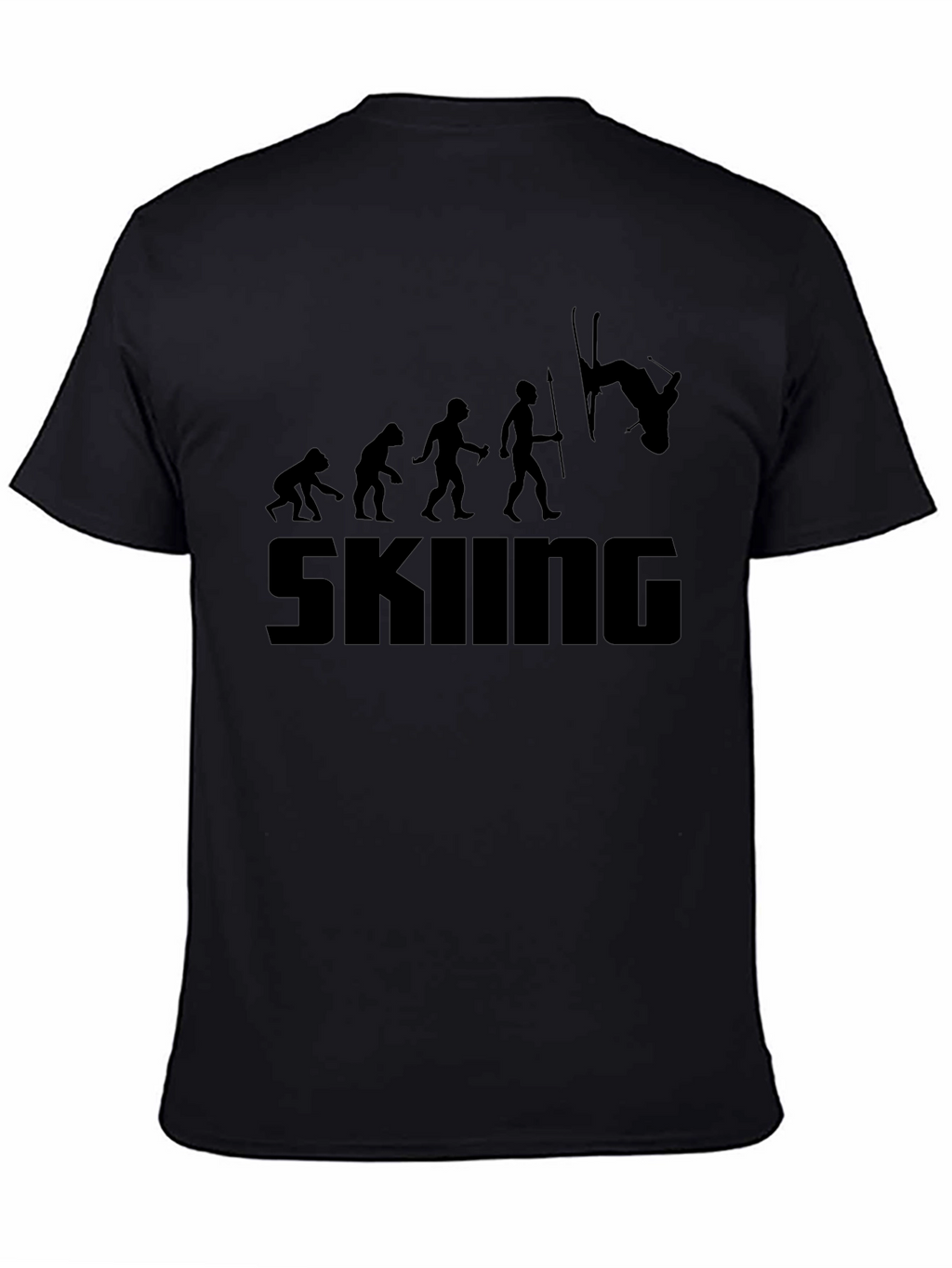 Skiing Evolution Black T-Shirt