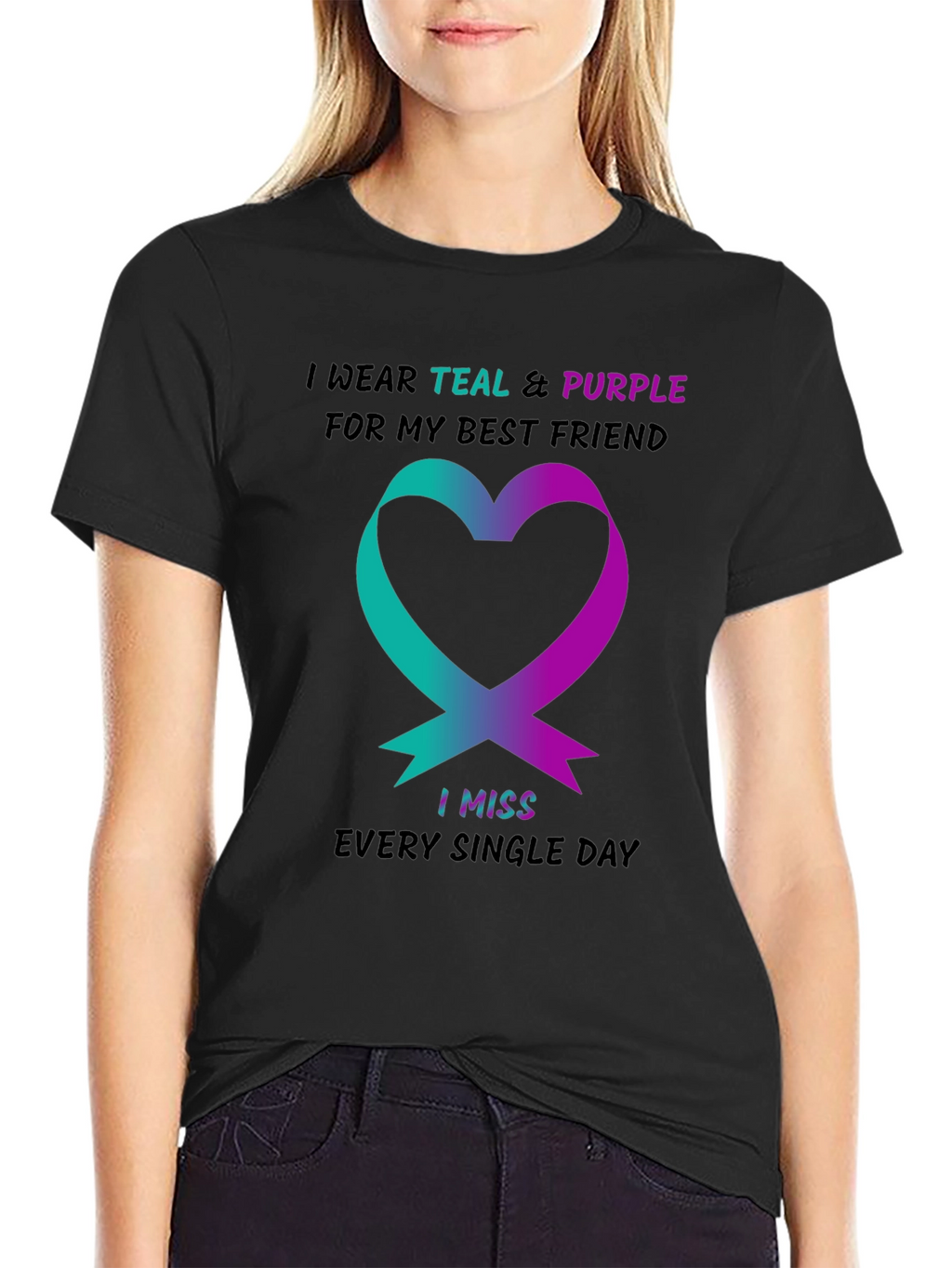 Teal & Purple Ribbon Best Friend T-Shirt