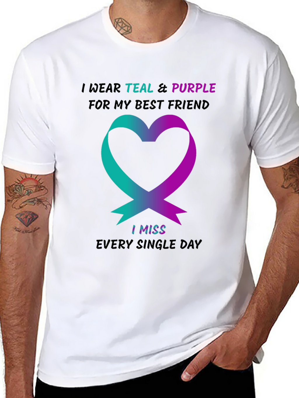Teal & Purple Ribbon Best Friend T-Shirt