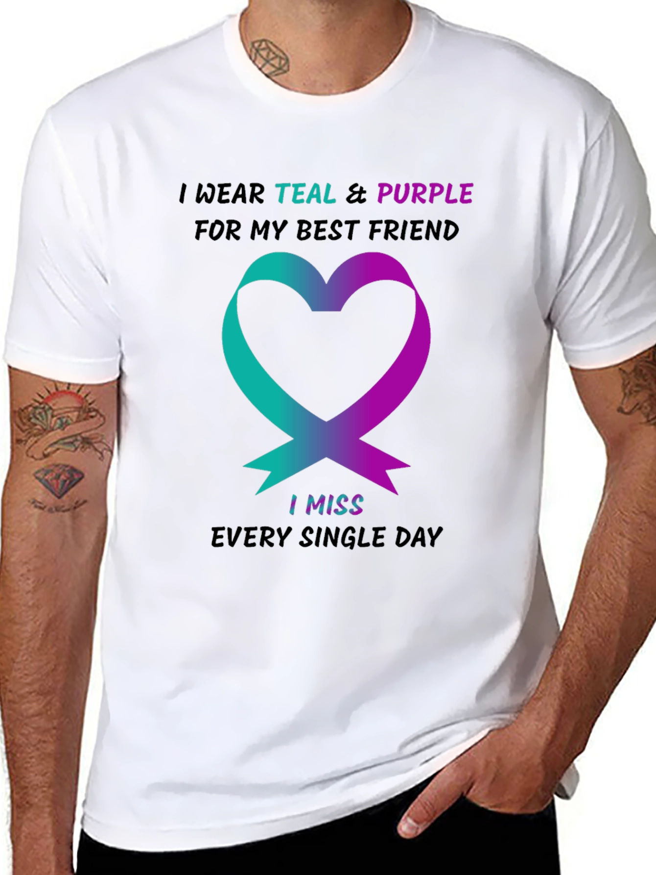 Teal & Purple Ribbon Best Friend T-Shirt
