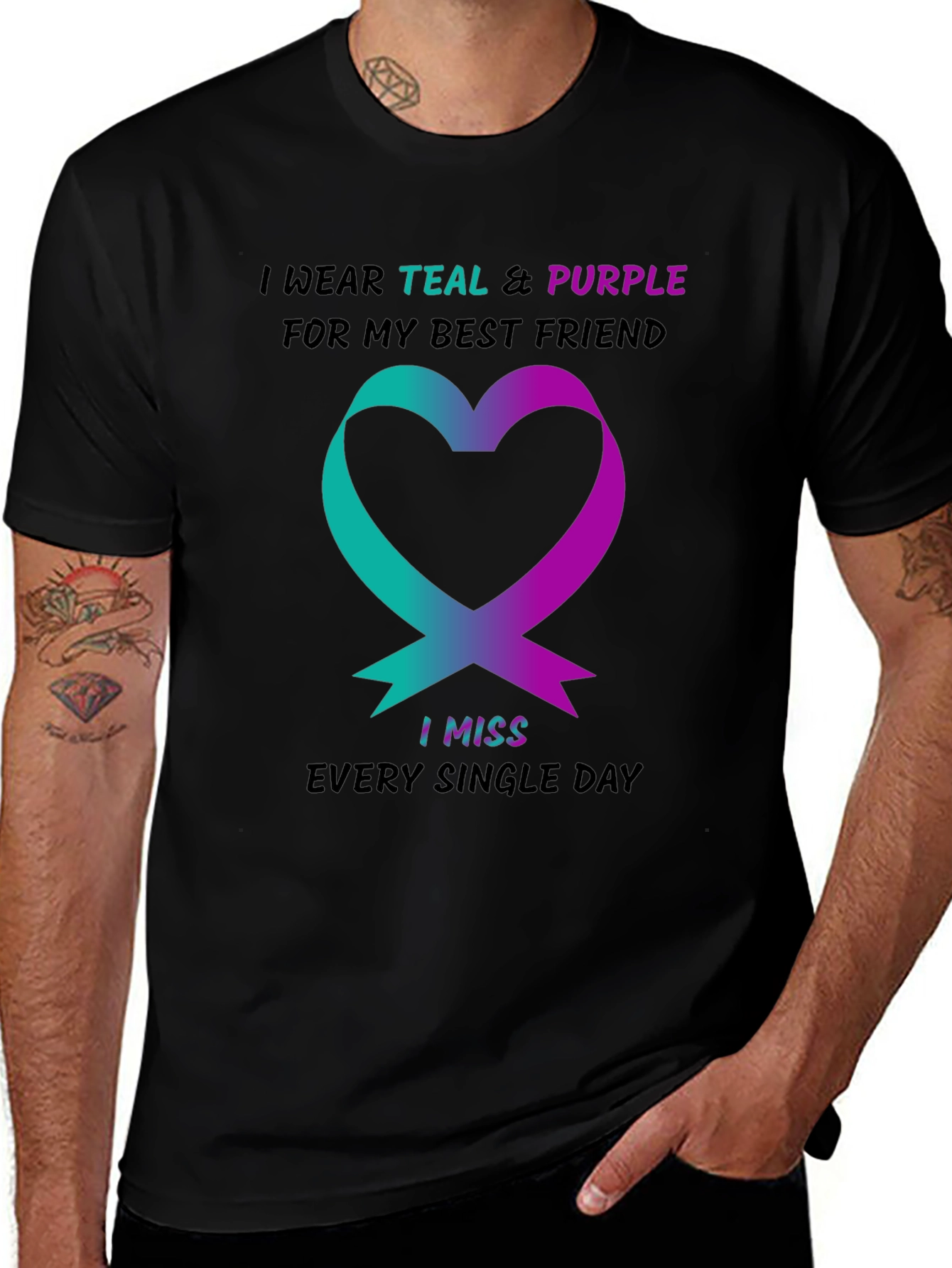 Teal & Purple Ribbon Best Friend T-Shirt