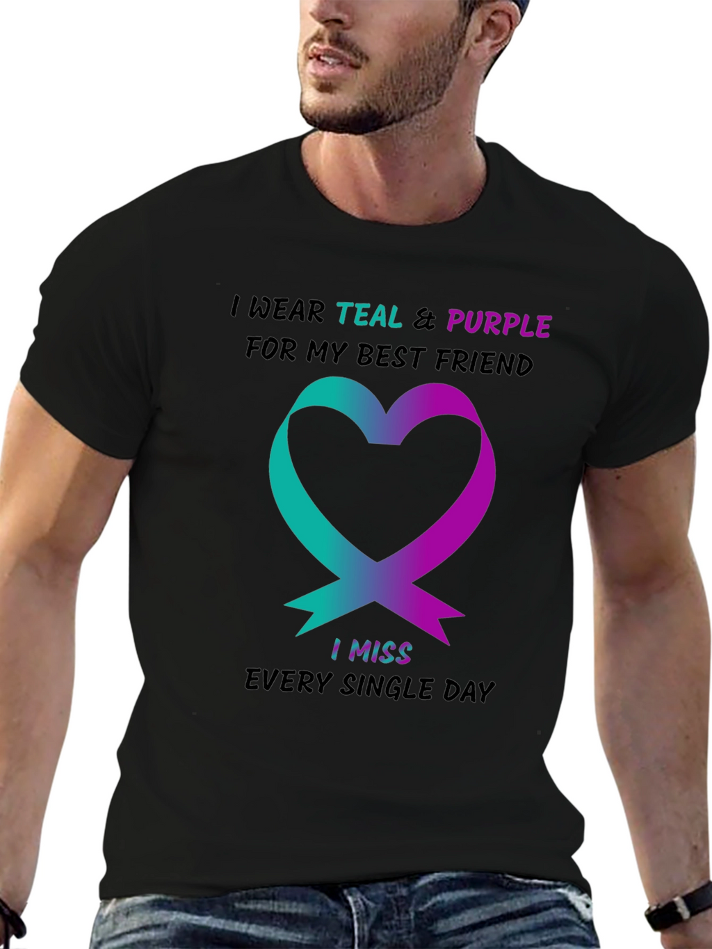 Teal & Purple Ribbon Best Friend T-Shirt
