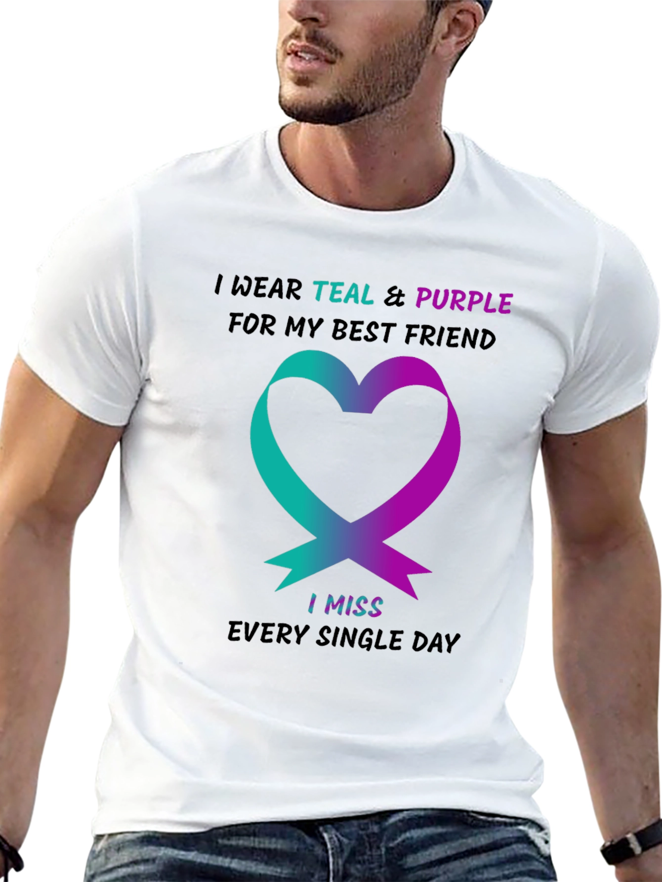 Teal & Purple Ribbon Best Friend T-Shirt