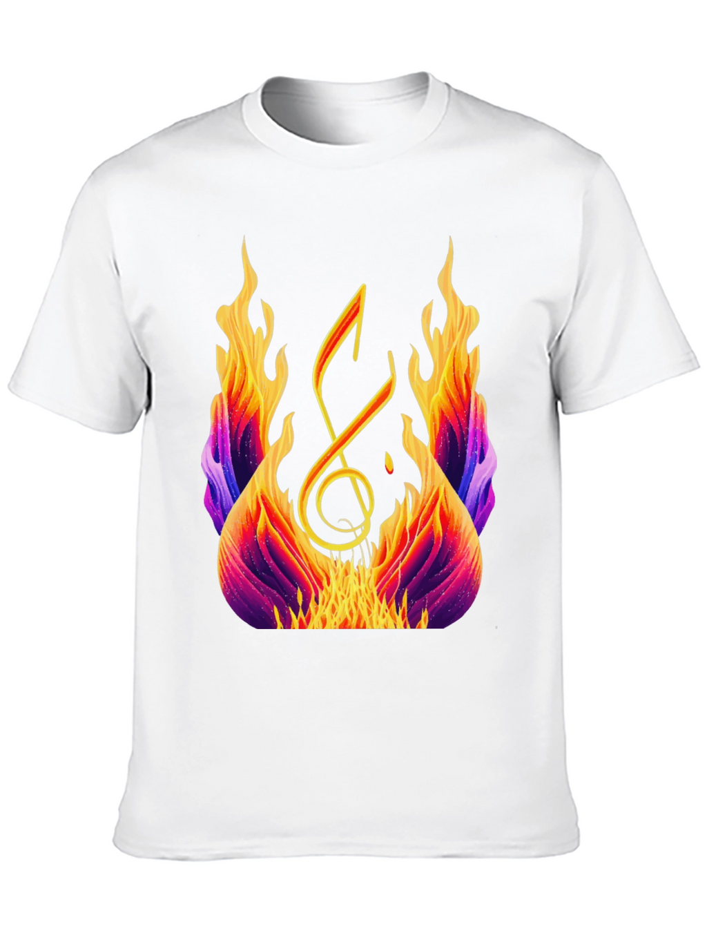 Fiery Music Note Graphic Tee - Black