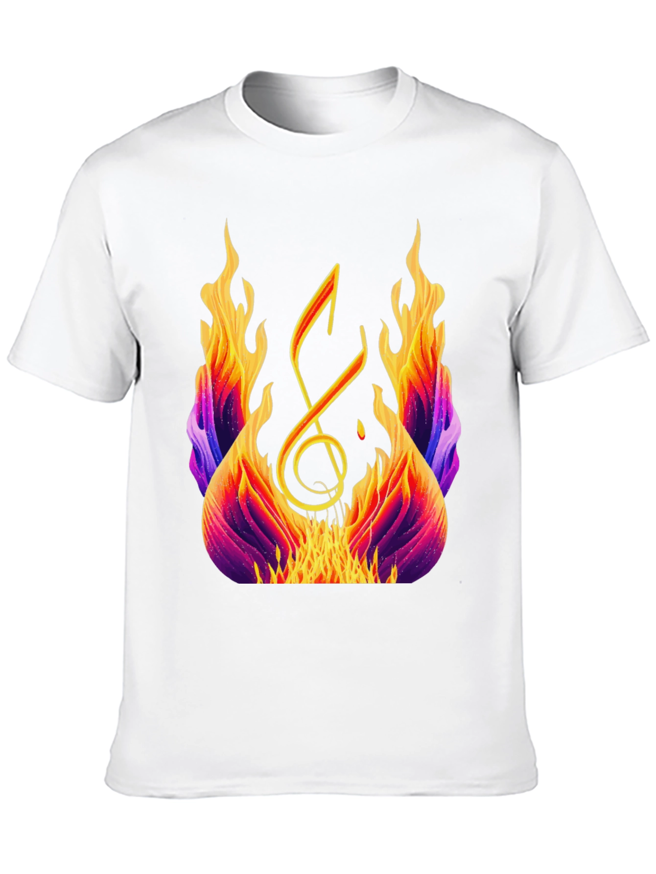 Fiery Music Note Graphic Tee - Black
