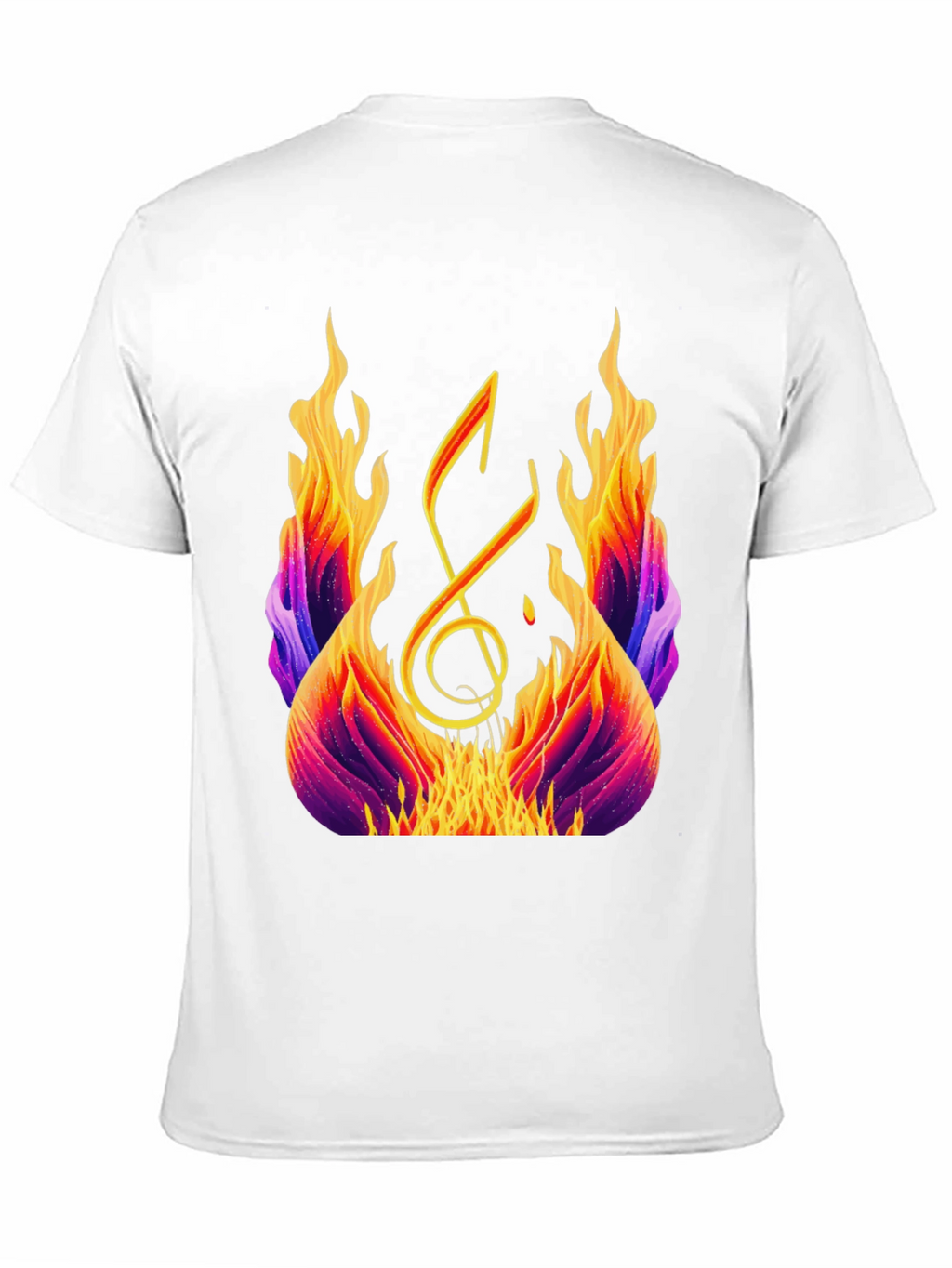 Fiery Music Note Graphic Tee - Black