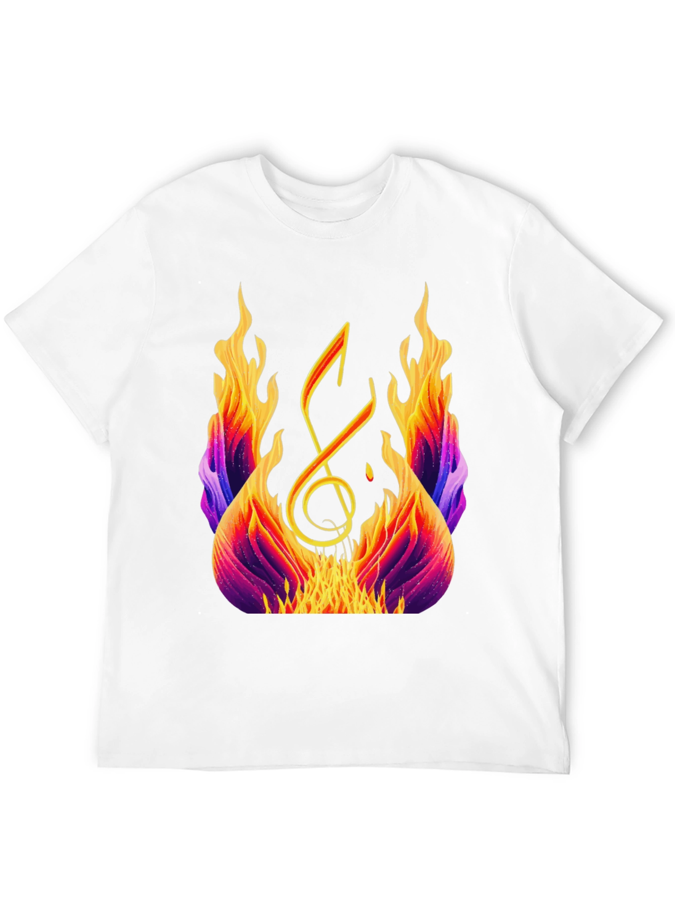 Fiery Music Note Graphic Tee - Black