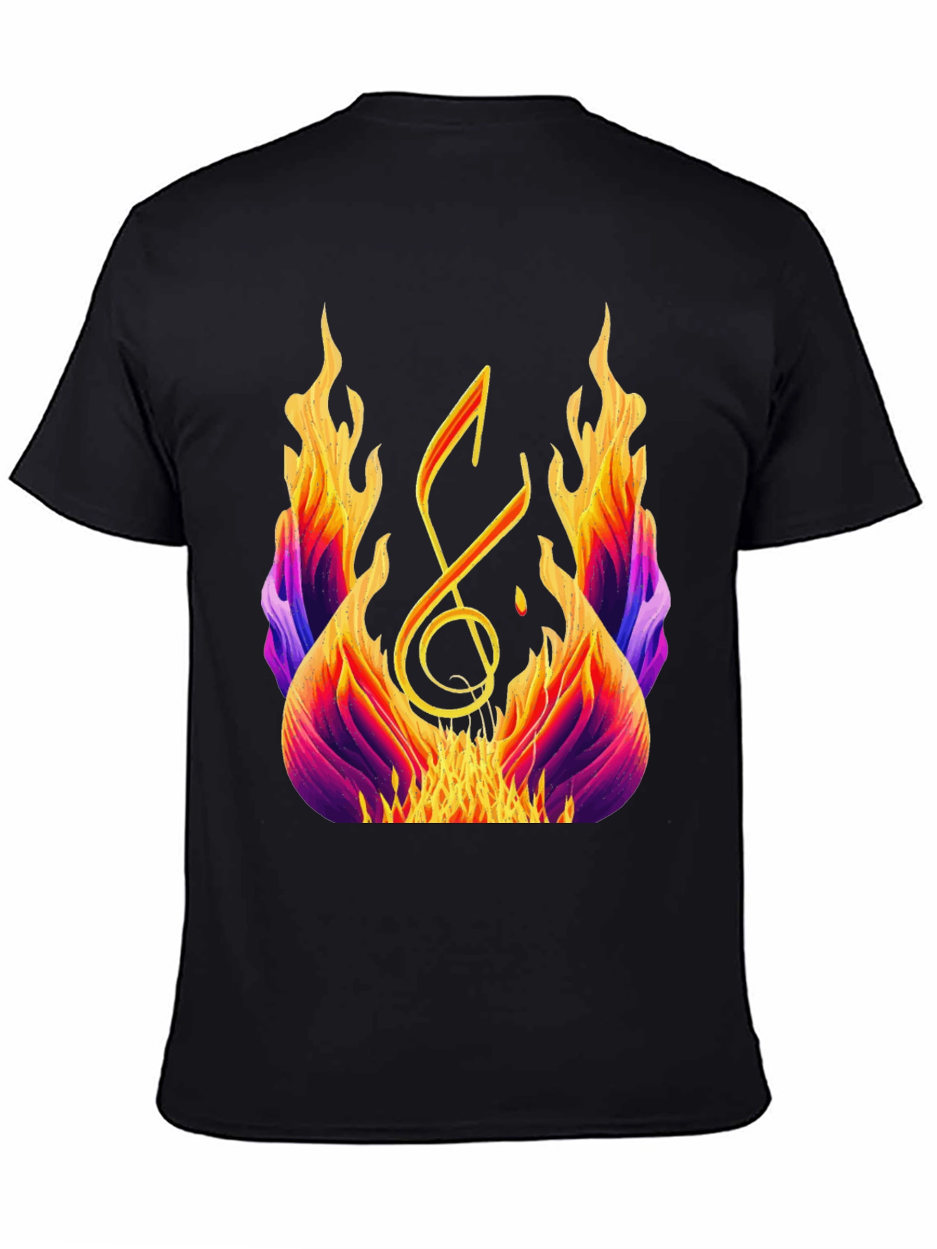 Fiery Music Note Graphic Tee - Black