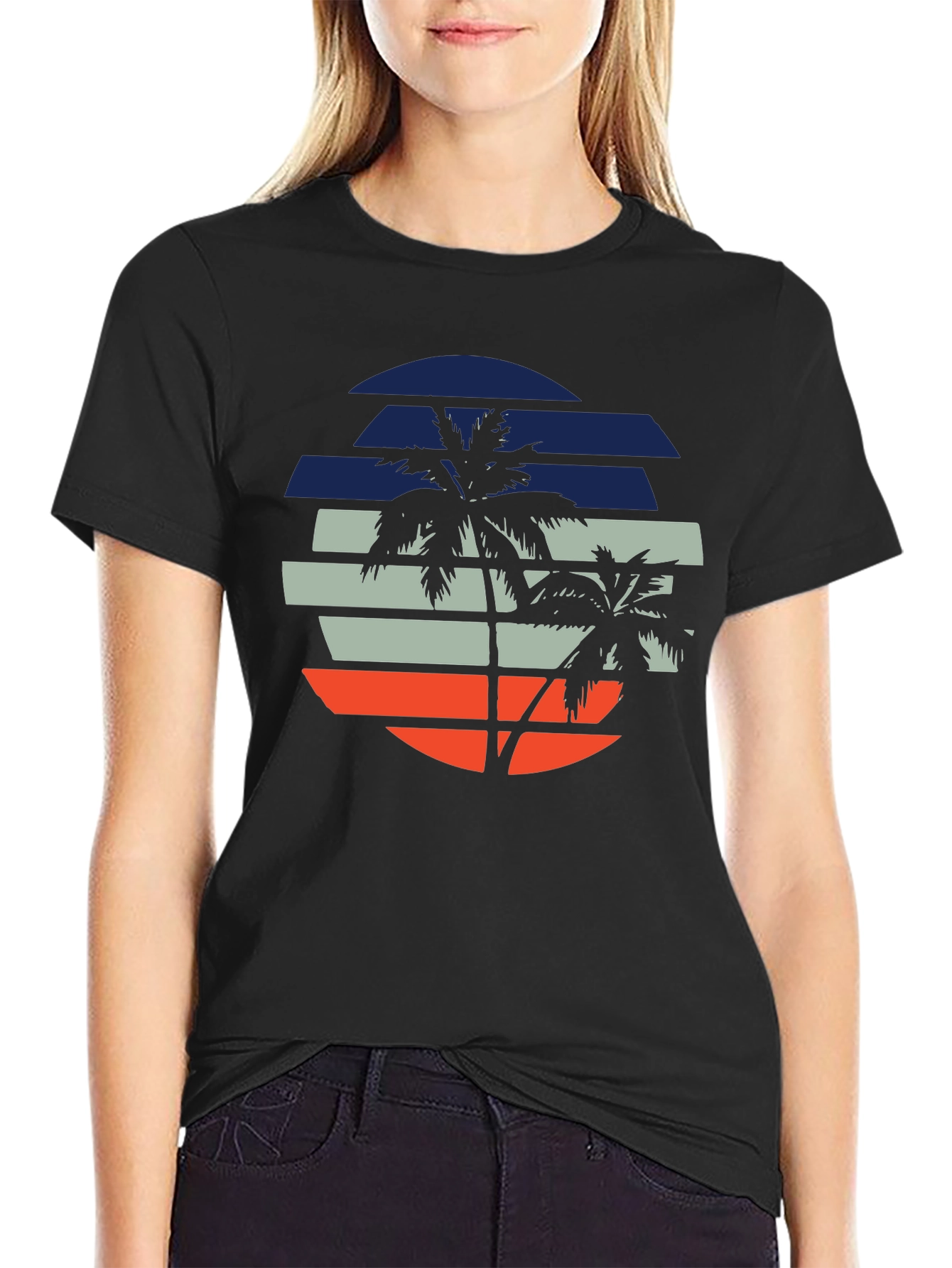 Retro Palm Tree Sunset Graphic T-Shirt