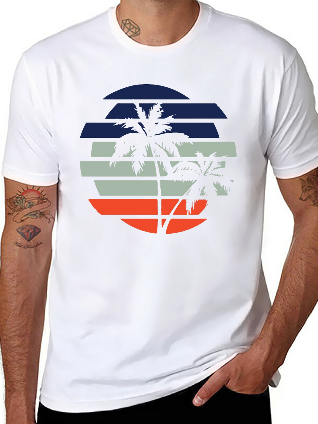 Retro Palm Tree Sunset Graphic T-Shirt